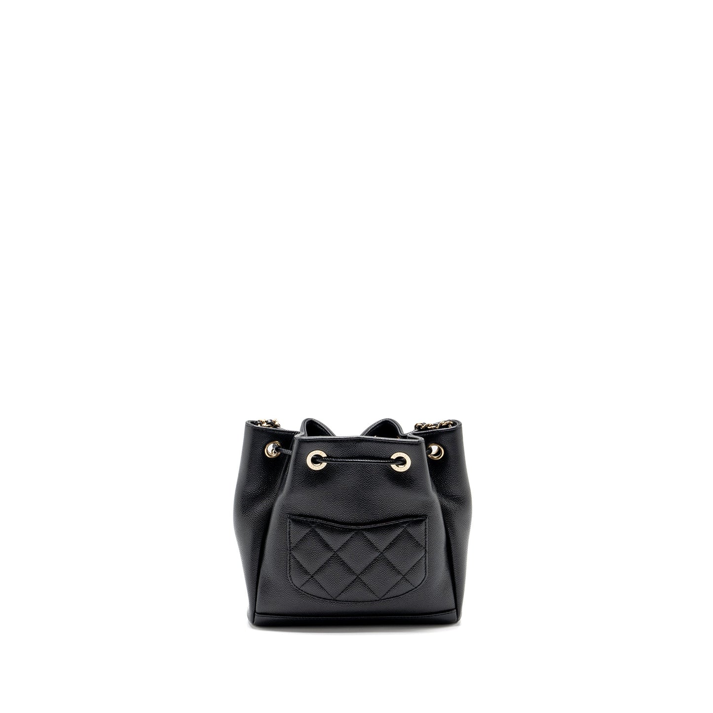 Chanel Business Affinity Drawstring Bucket Caviar GHW Black Jewelry