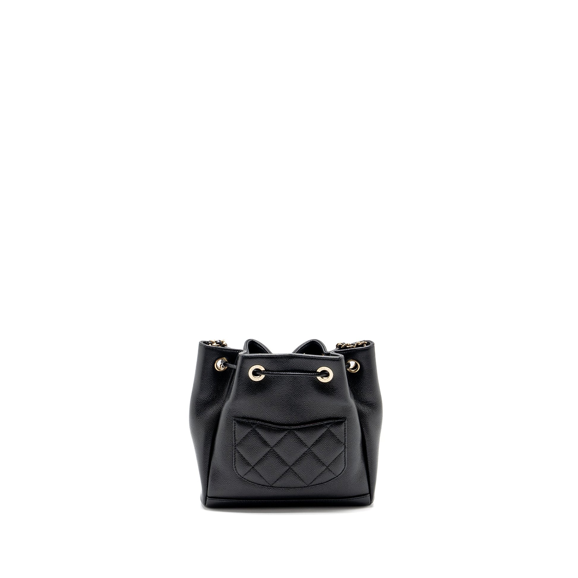 Chanel Business Affinity Drawstring Bucket Caviar GHW Black Jewelry