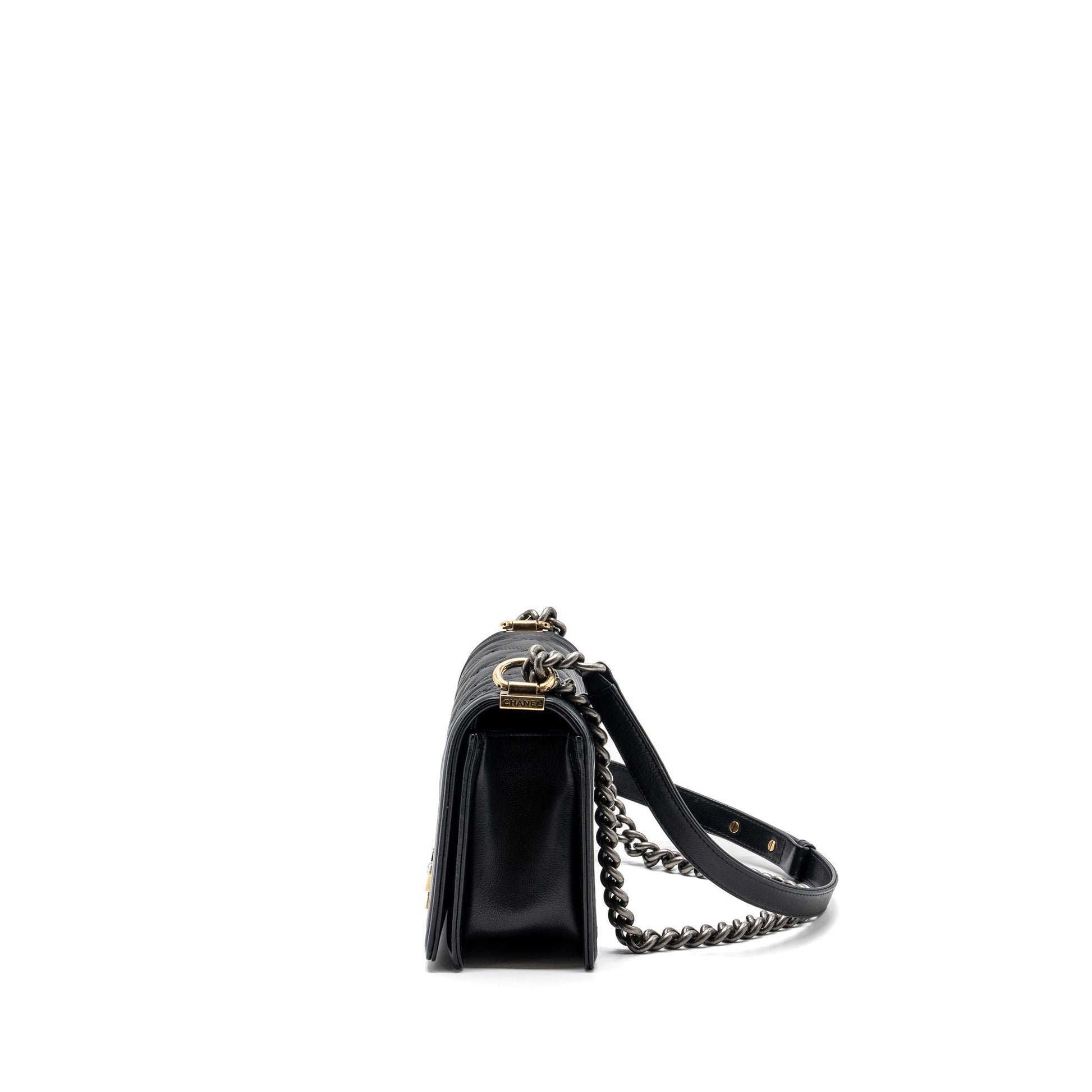 Chanel boy calfskin hardware Multicolor Multicolour Black Handbag