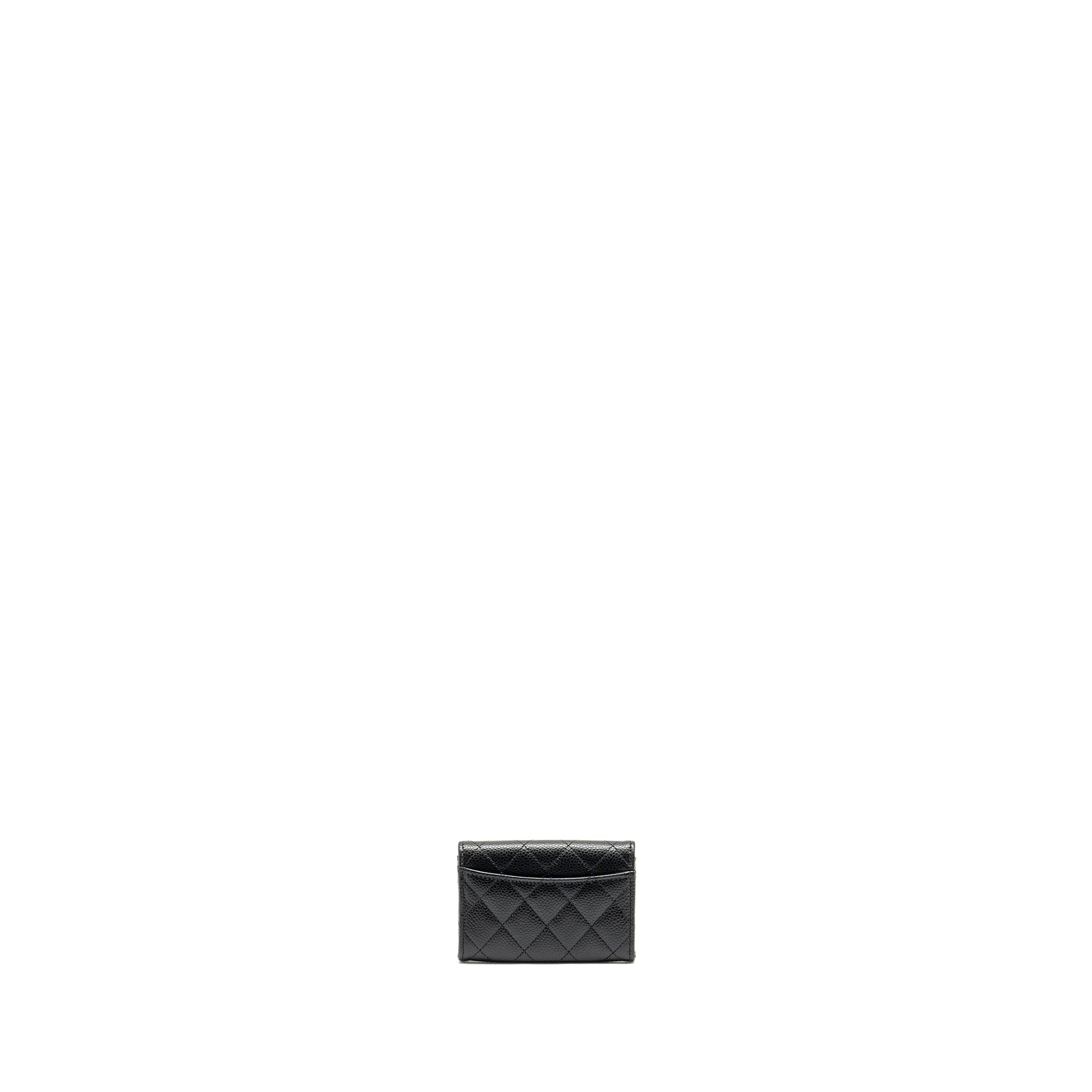 Chanel CLASSIC flap card holder caviar SHW Black Wallet Case Microchip 4