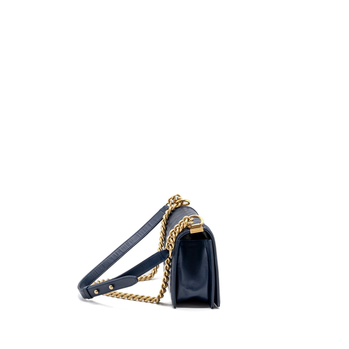Chanel BOY lambskin GHW Blue Handbag