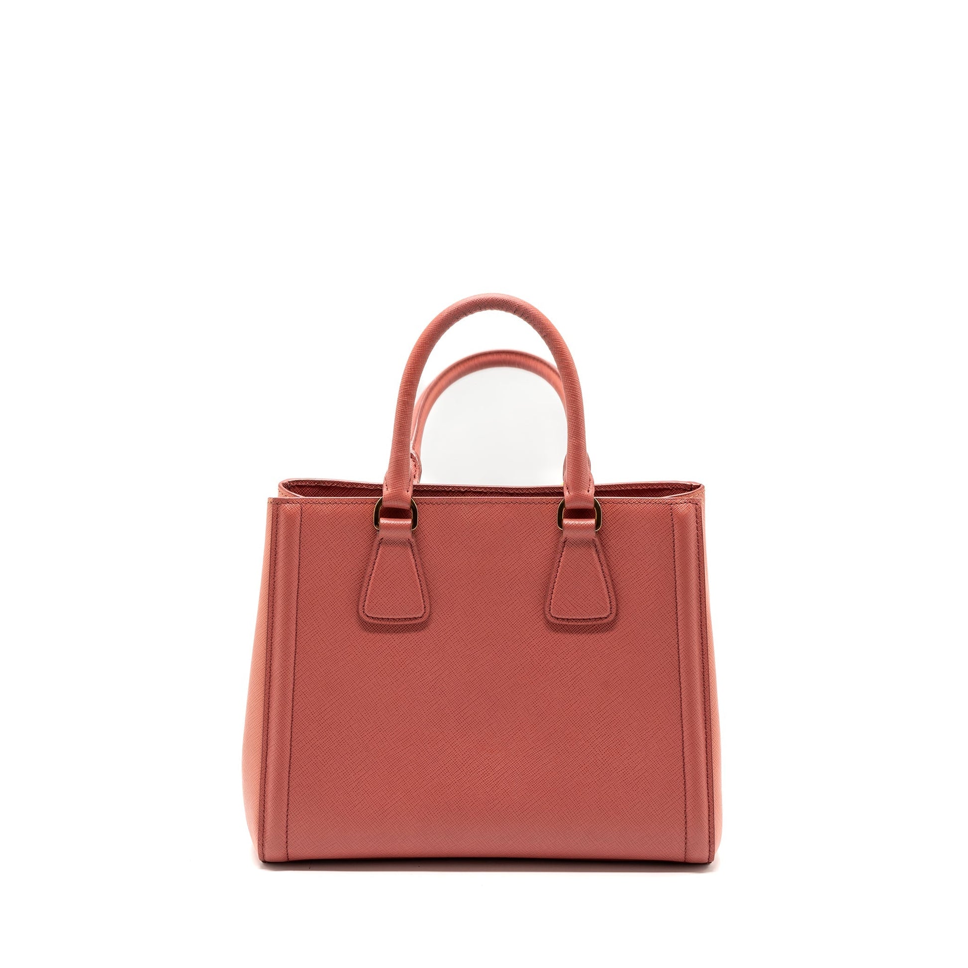 Prada Top Handle Tote Purse Saffiano Calfskin Handbag Pink Small Tote Bag