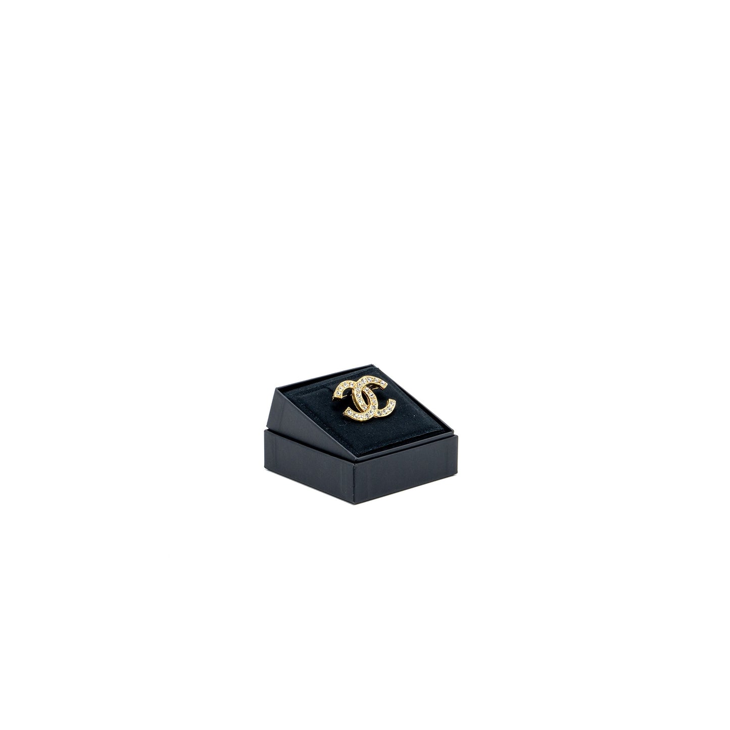 Chanel Crystal CC Logo Brooch Tone Gold Handbag