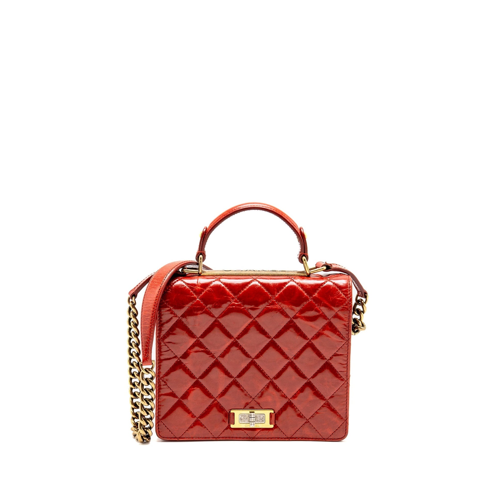 Chanel Rita Top Handle Flap Calfskin Dark Multicolour Red Shoulder Bag