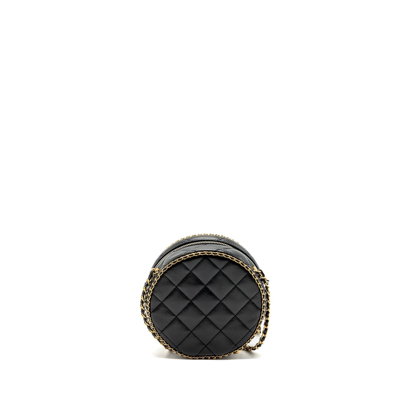 Chanel Round Vanity Lambskin GHW microchip no Black Handbag
