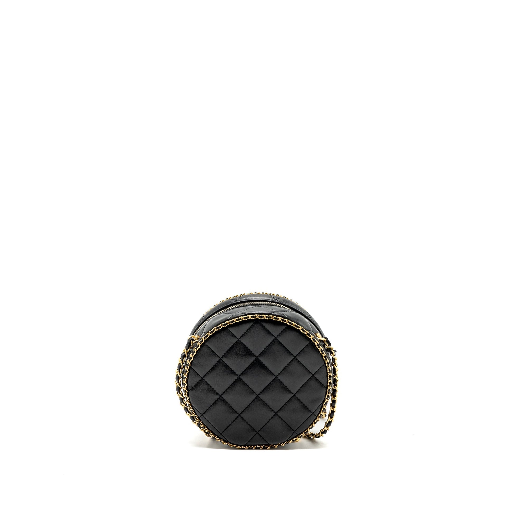 Chanel Round Vanity Lambskin GHW microchip no Black Handbag