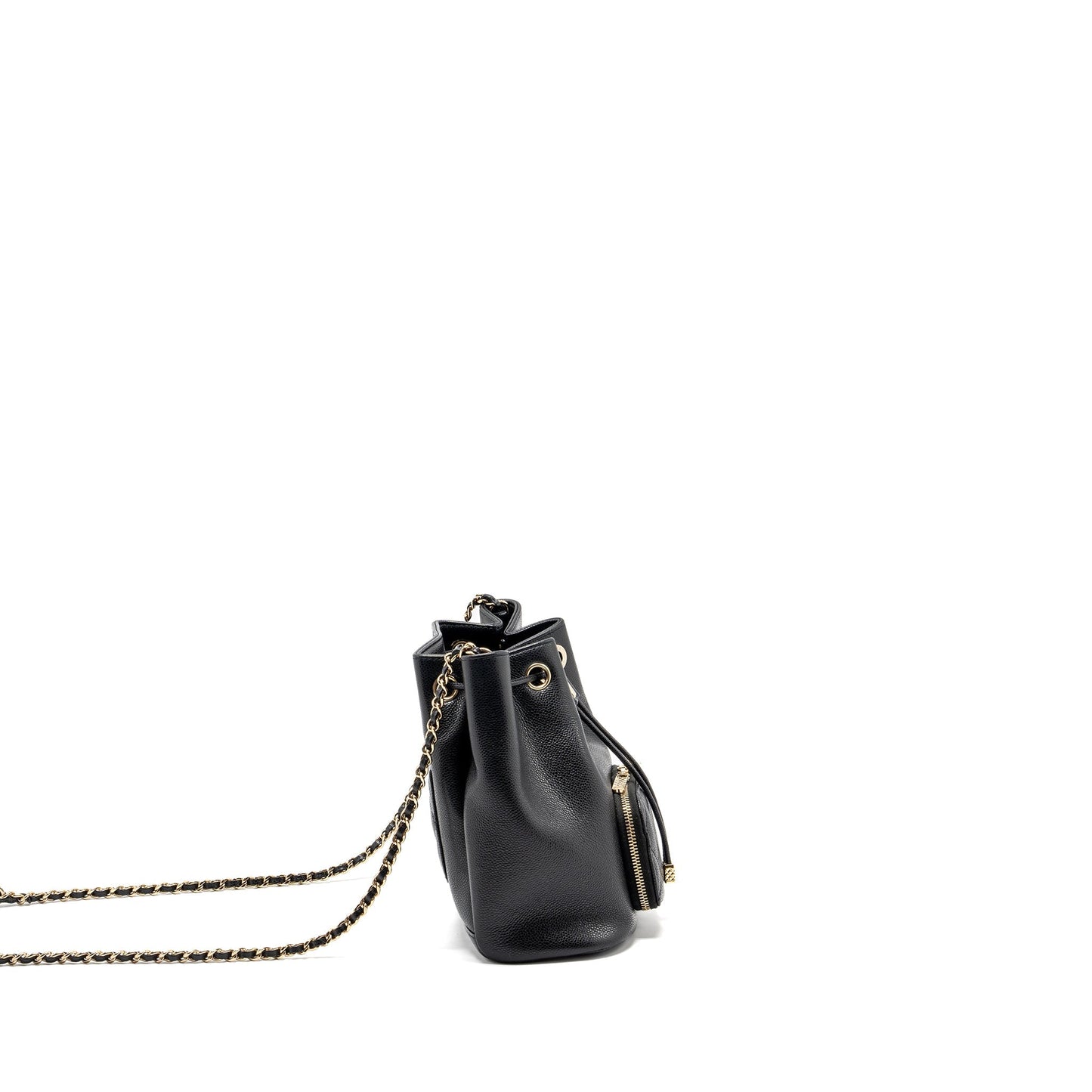 Chanel Business Affinity Drawstring Bucket Caviar GHW Black Jewelry