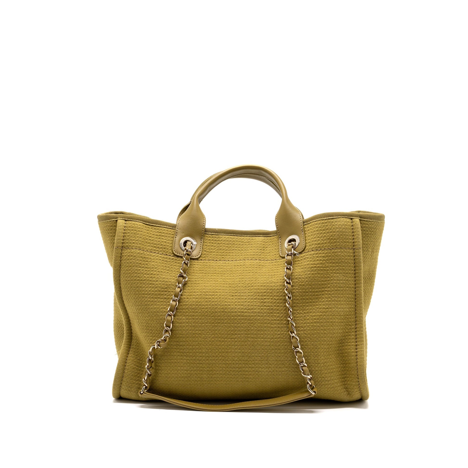 Chanel Deauville Olive LGHW microchip Green Canvas Tote Bag
