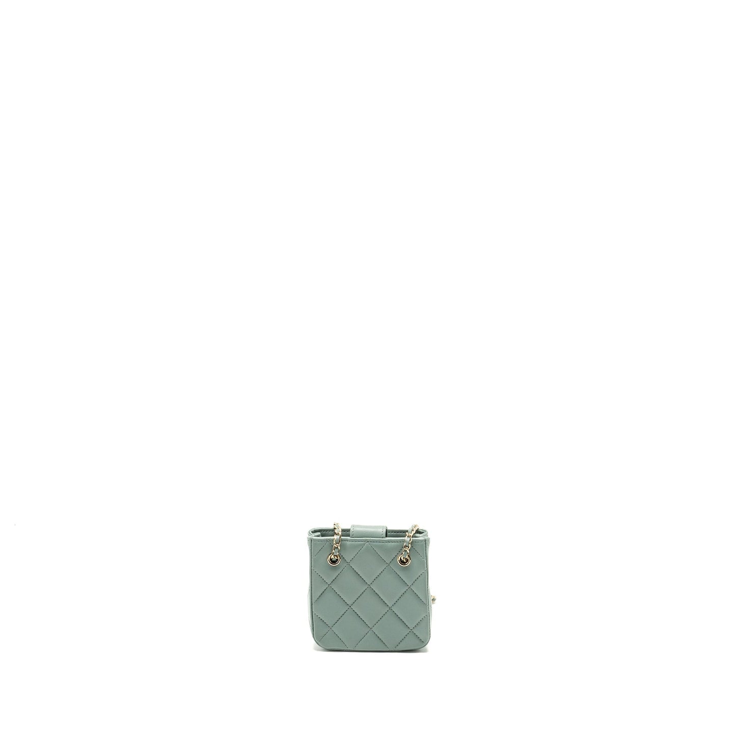 Chanel quilted lambskin light LGHW Blue Mini Bag
