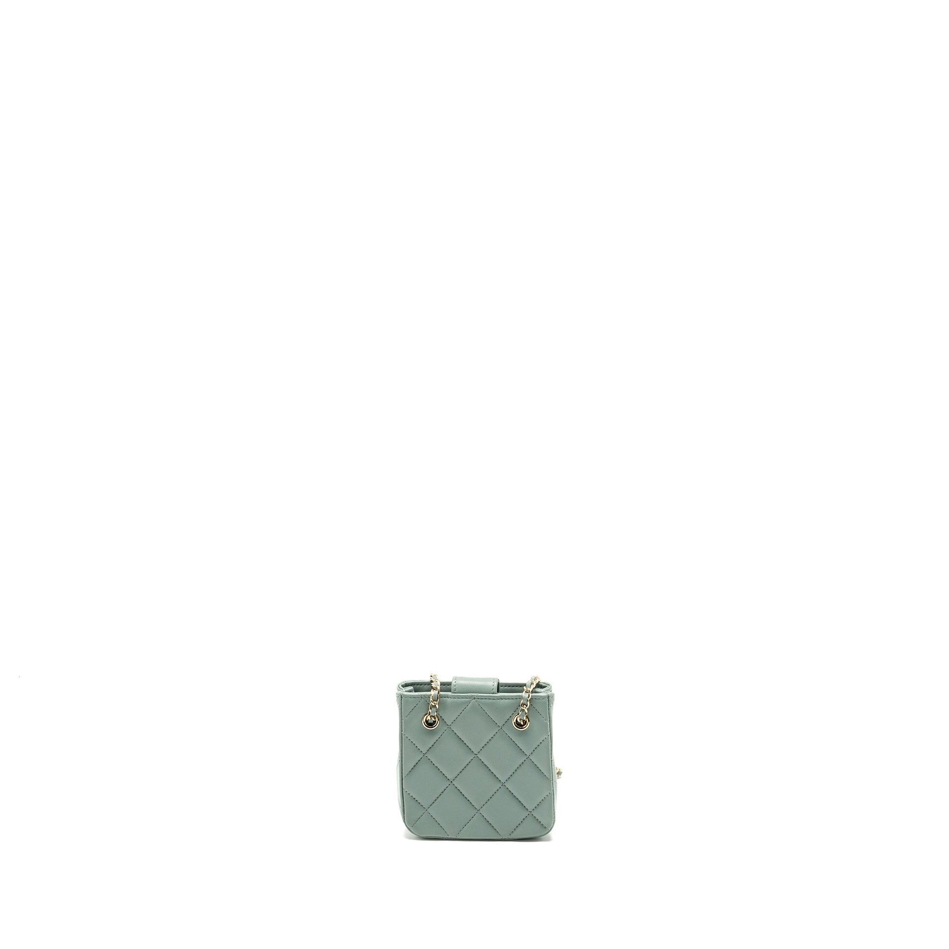 Chanel quilted lambskin light LGHW Blue Mini Bag