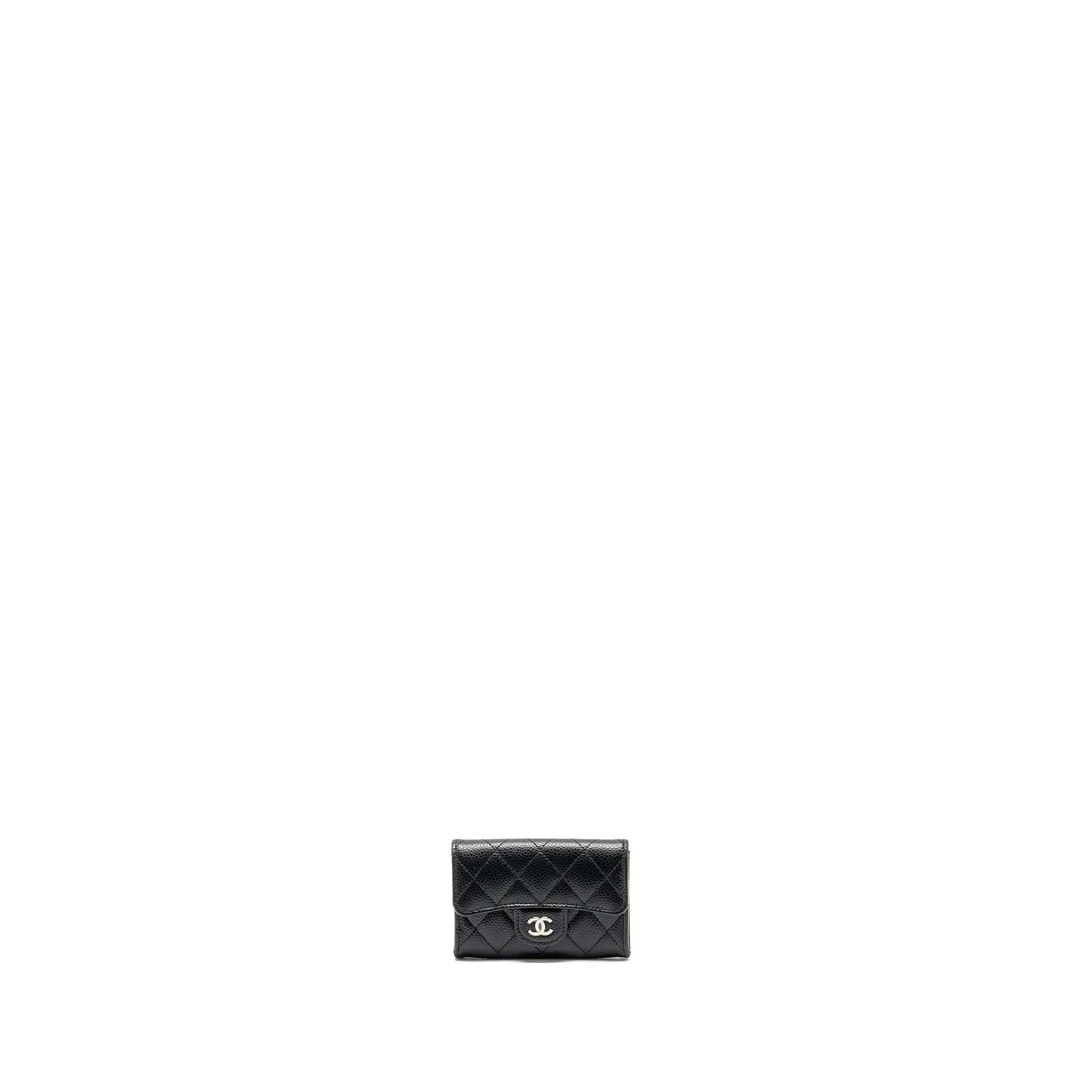 Chanel CLASSIC flap card holder caviar SHW Black Wallet Case Microchip 4