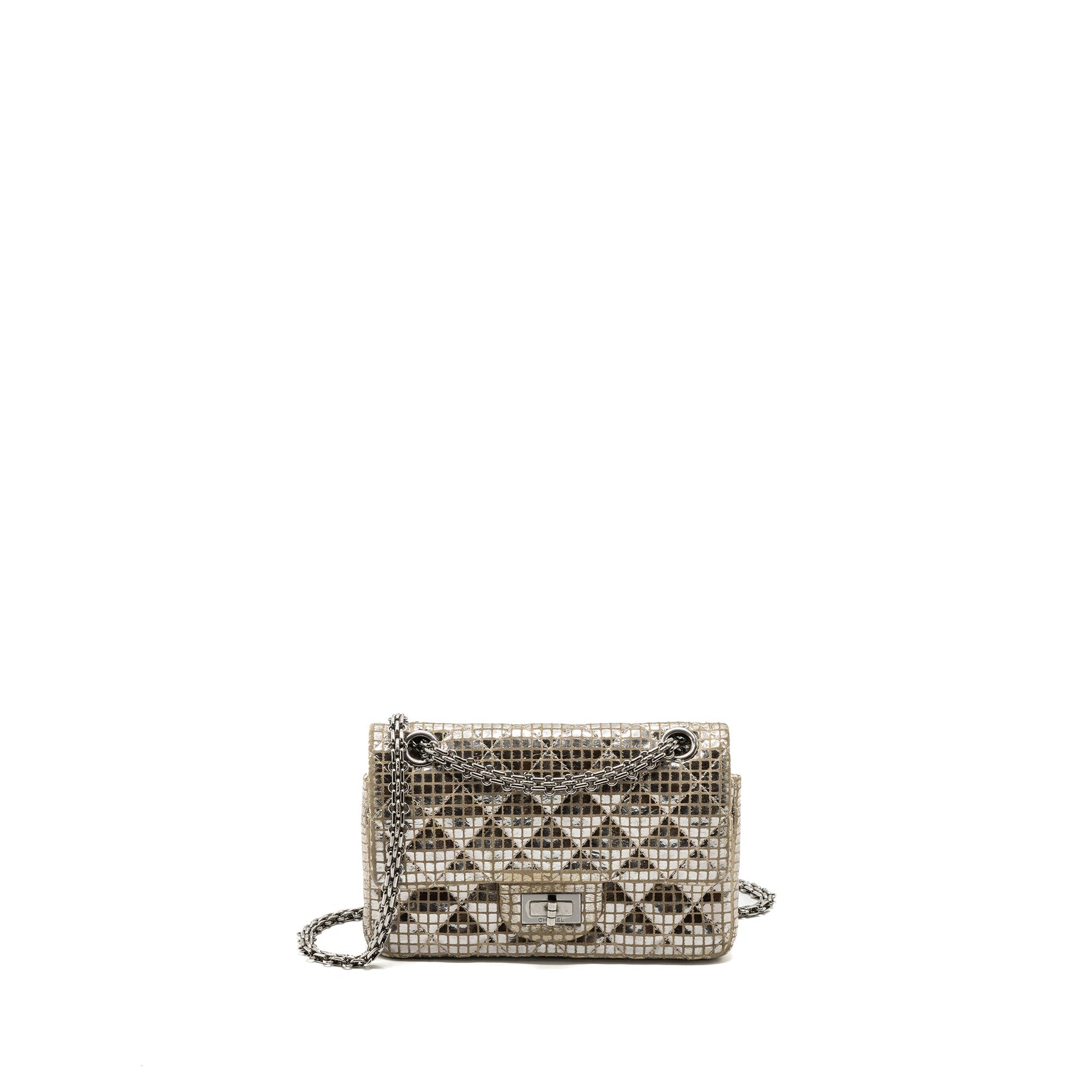 Chanel 2.55 reissue flap calfskin SHW Silver Beige Shoulder Bag