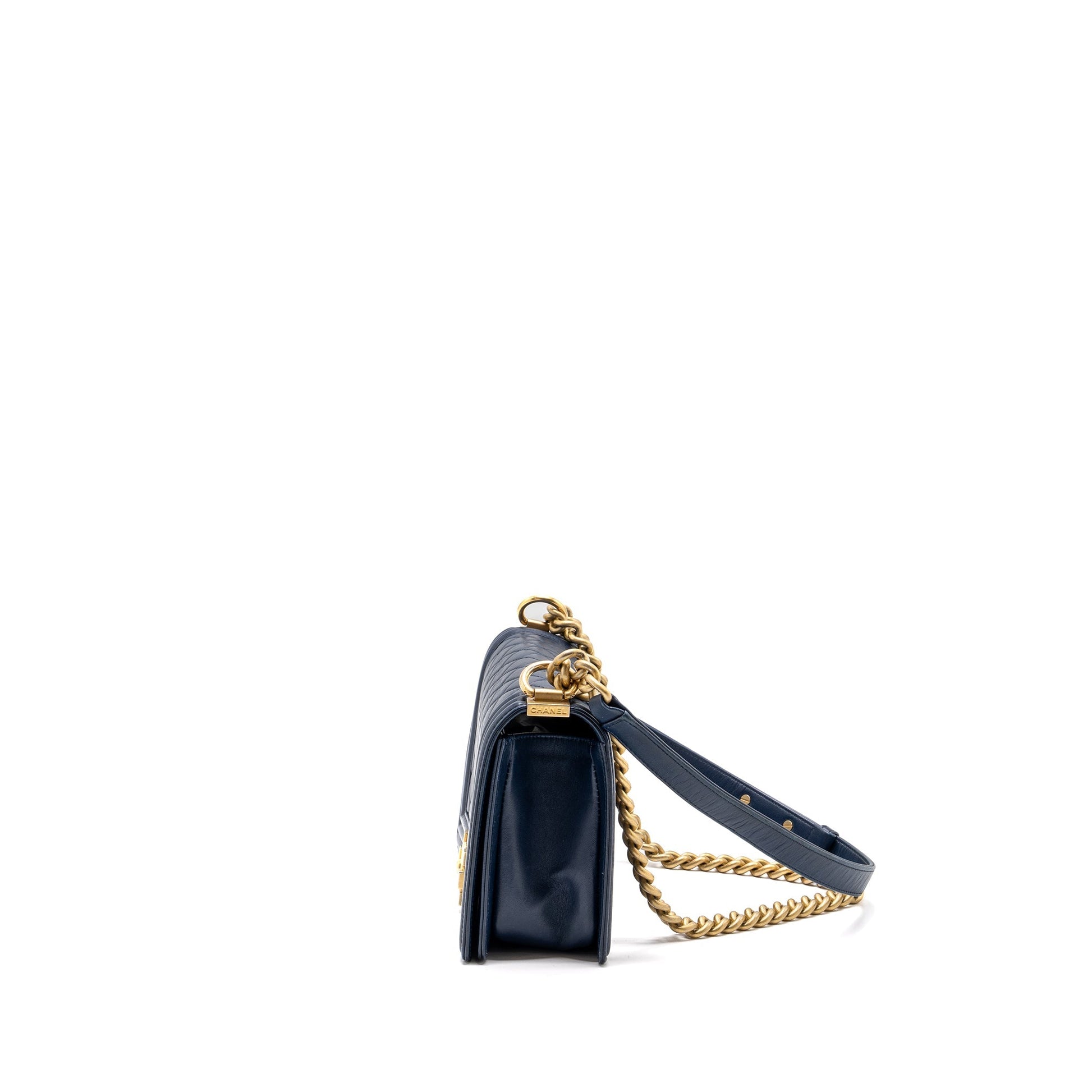Chanel BOY lambskin GHW Blue Handbag