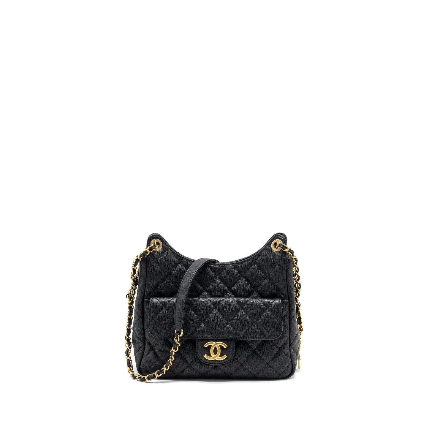 Chanel 23C Hobo Grained Calfskin GHW Microchip Black Shoulder Bag