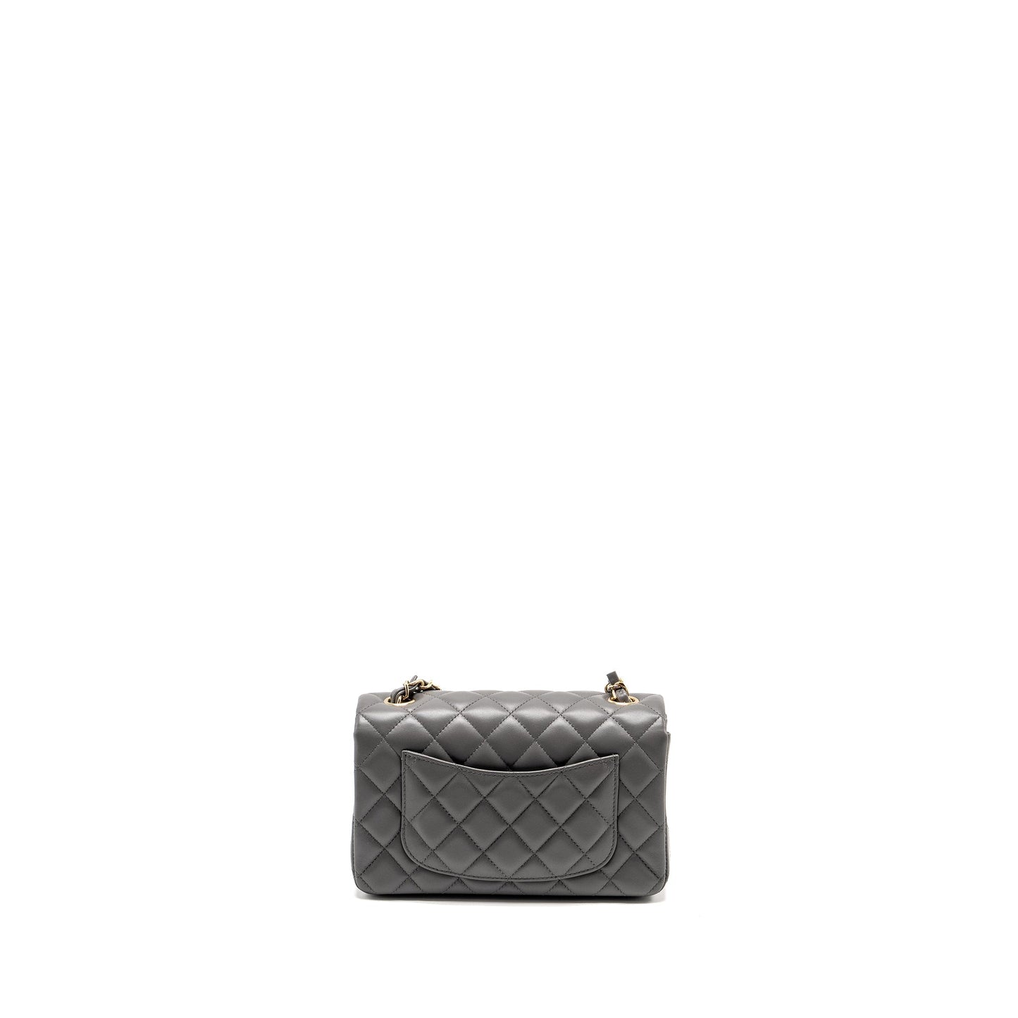 Chanel Rectangular Flap Lambskin LGHW microchip Grey Shoulder Bag