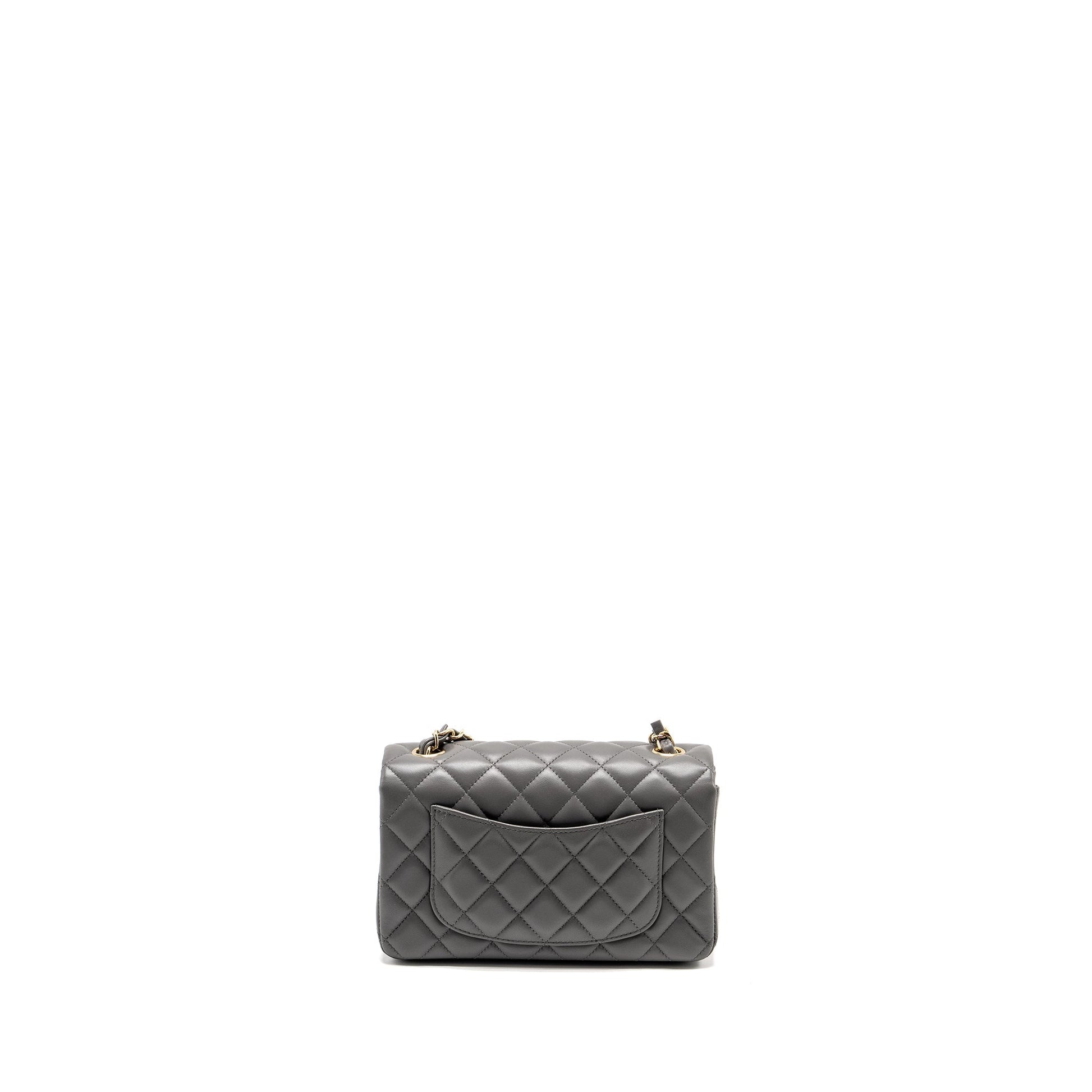 Chanel Rectangular Flap Lambskin LGHW microchip Grey Shoulder Bag