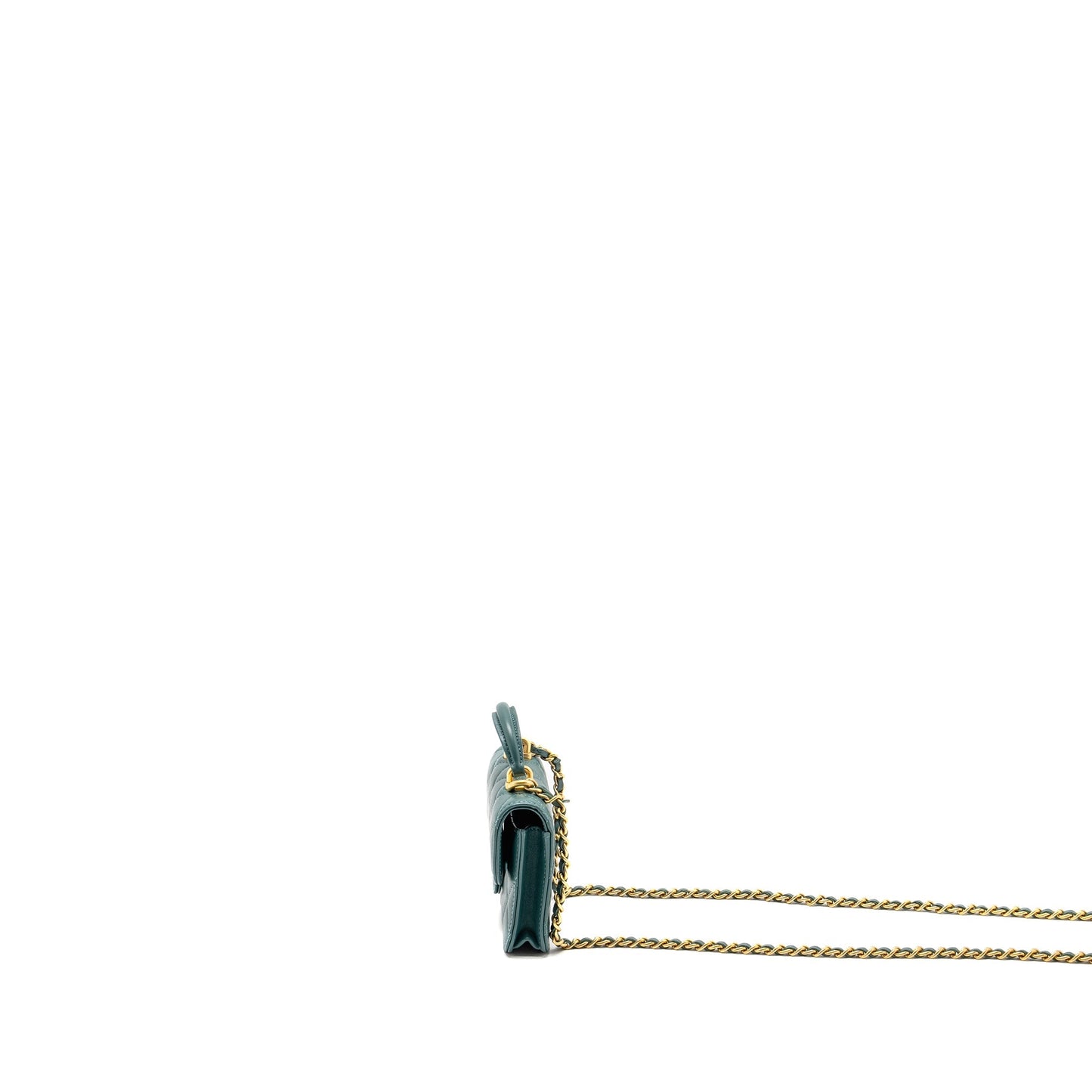 Chanel top handle flap lambskin GHW Green Shoulder Bag