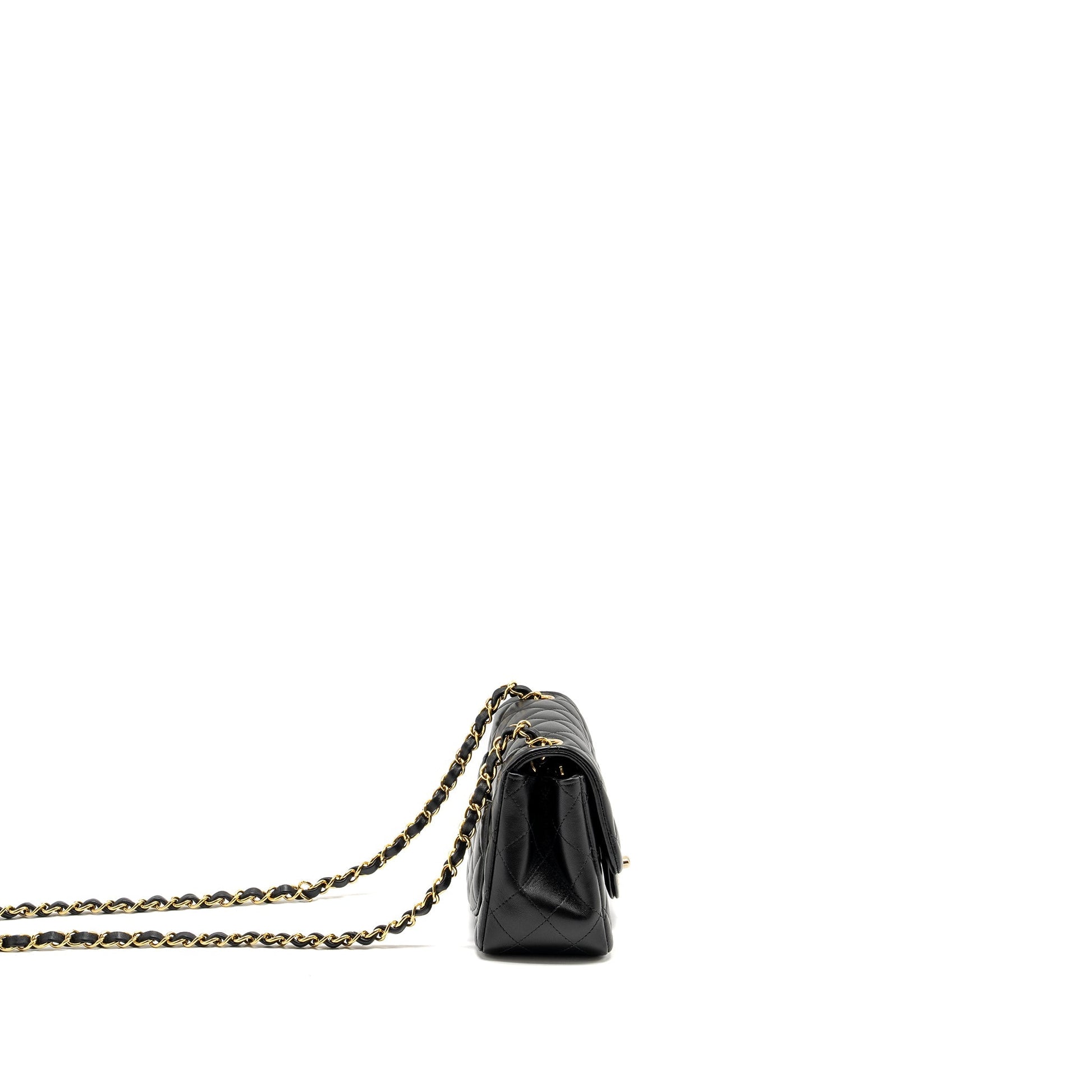 Chanel square flap lambskin LGHW Microchip Black Shoulder Bag Lghw Microchip