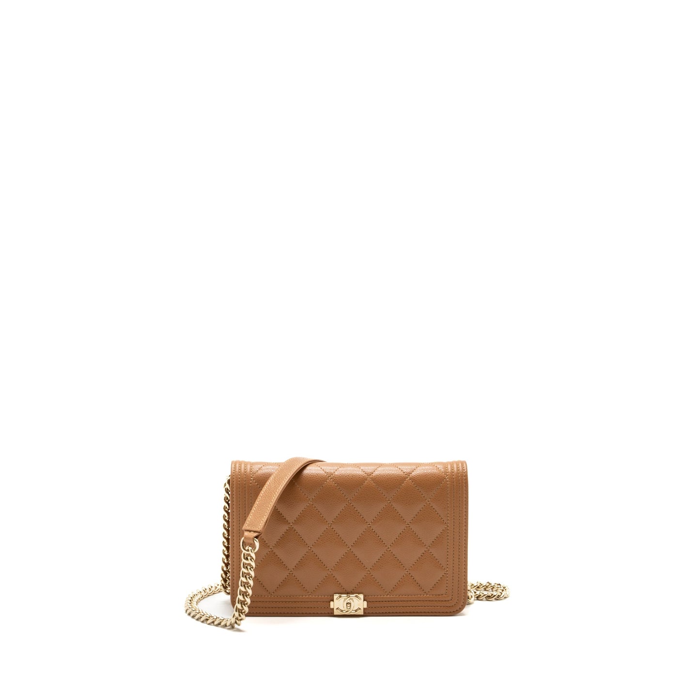 Chanel boy on caviar light caramel LGHW Wallet Case