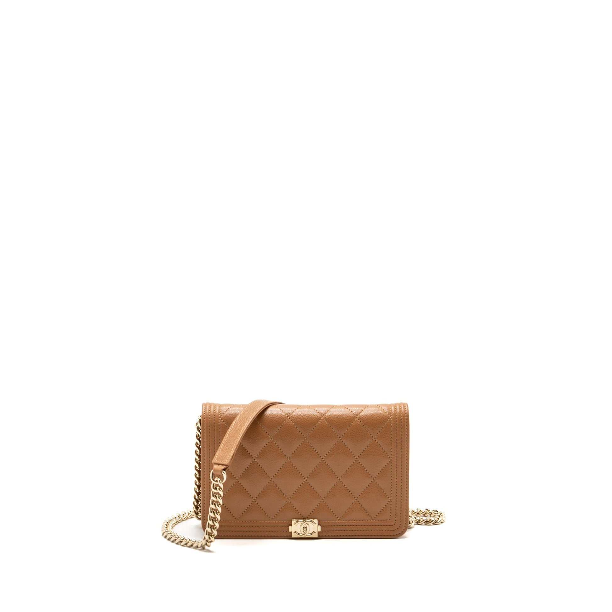 Chanel boy on caviar light caramel LGHW Wallet Case