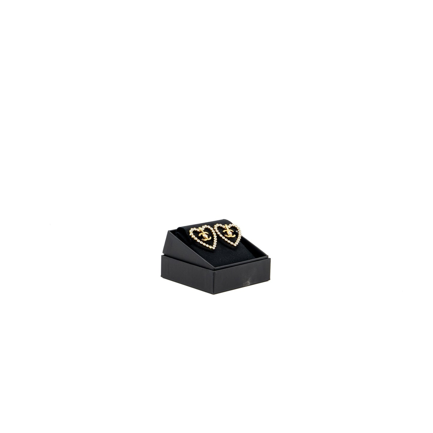 Chanel Giant heart cc logo ear clips Gold Handbag