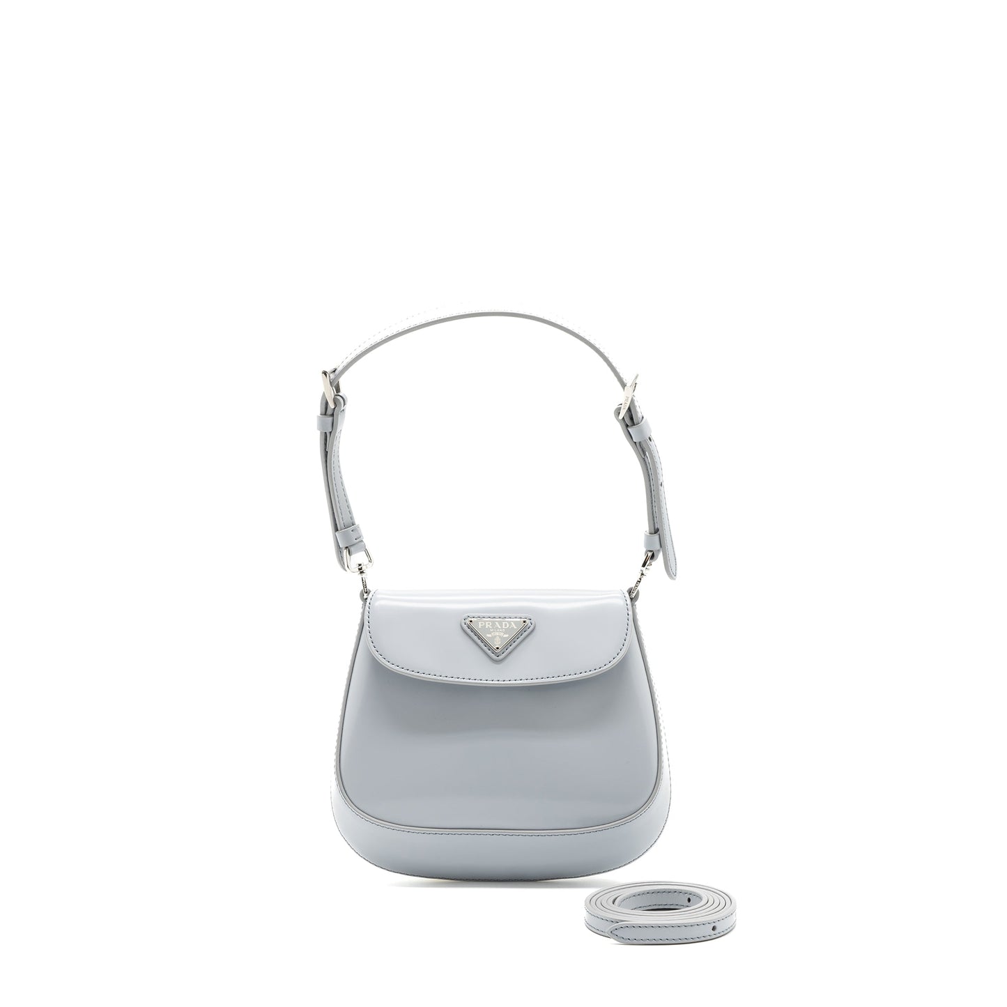 Prada Cleo Purse Brushed Cornflower Handbag Leather Blue Travel Bag