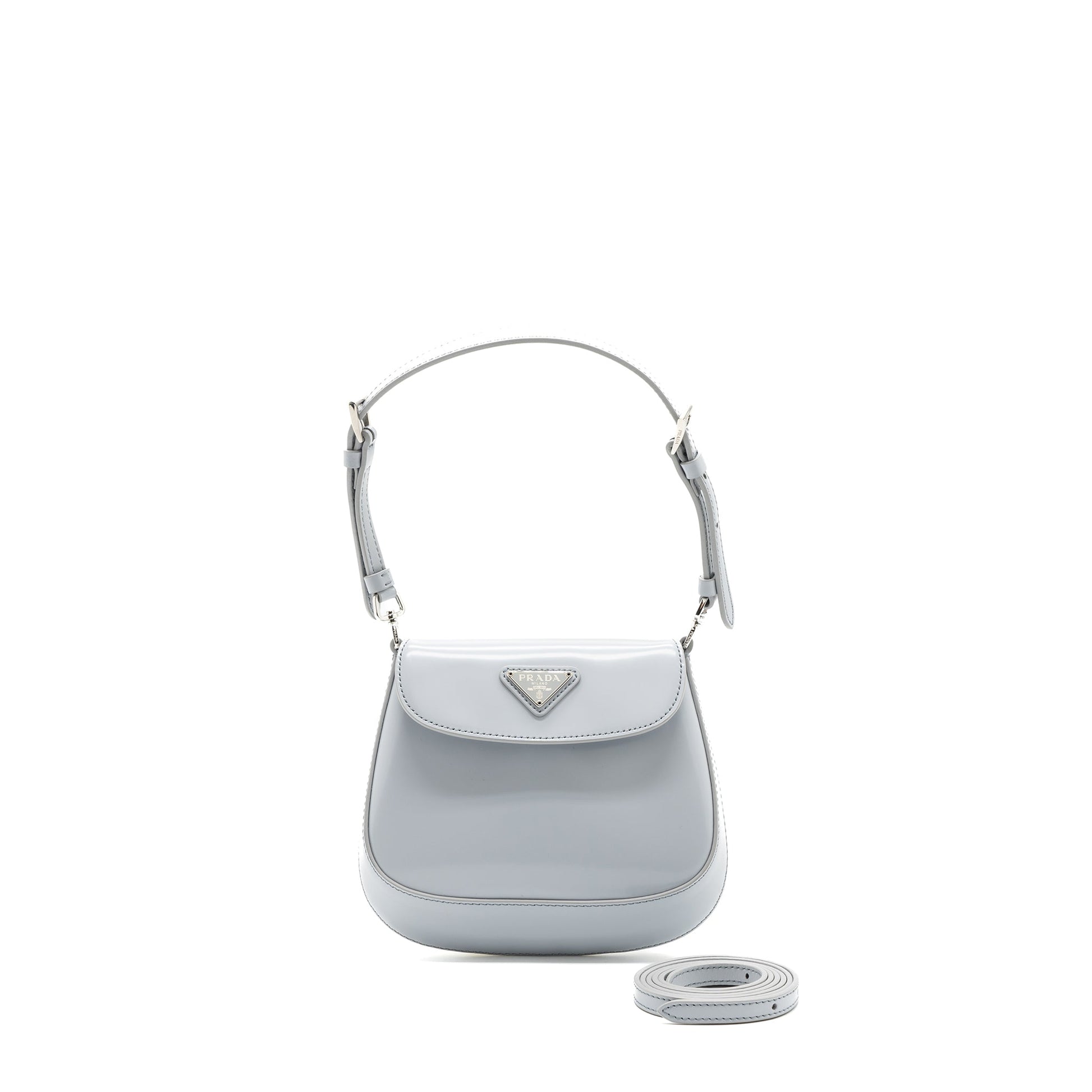 Prada Cleo Purse Brushed Cornflower Handbag Leather Blue Travel Bag