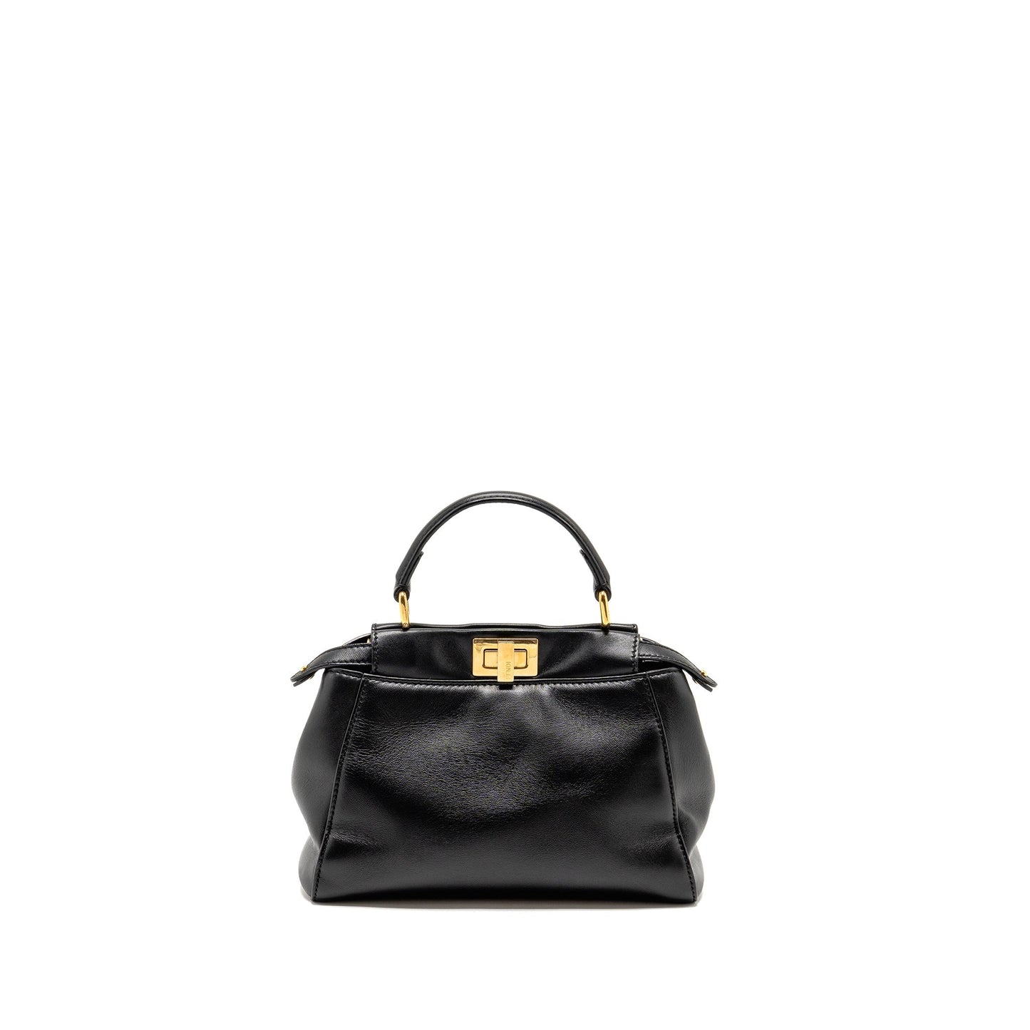 Fendi Peekaboo Handbag Lambskin Black Mini Travel Bag Fendi Bag 2