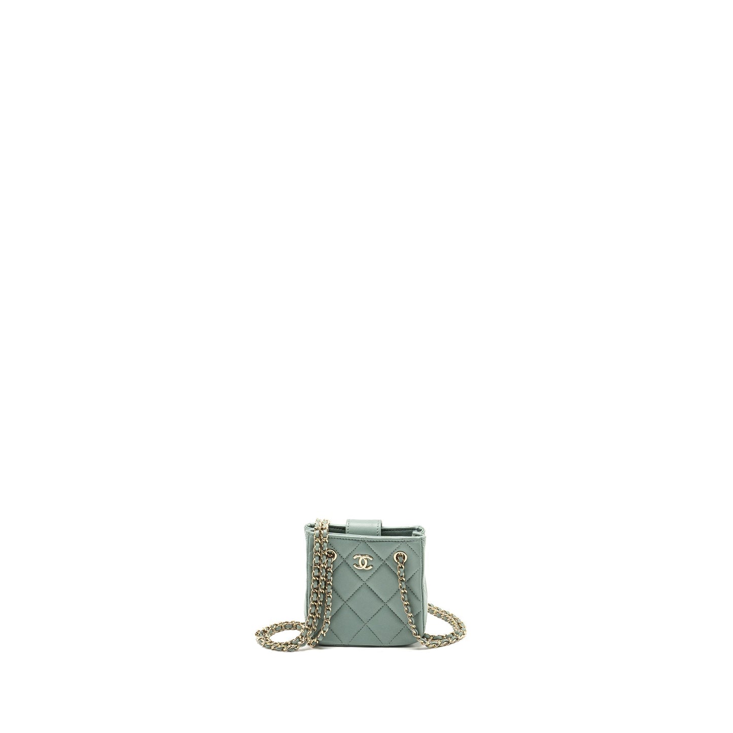 Chanel quilted lambskin light LGHW Blue Mini Bag