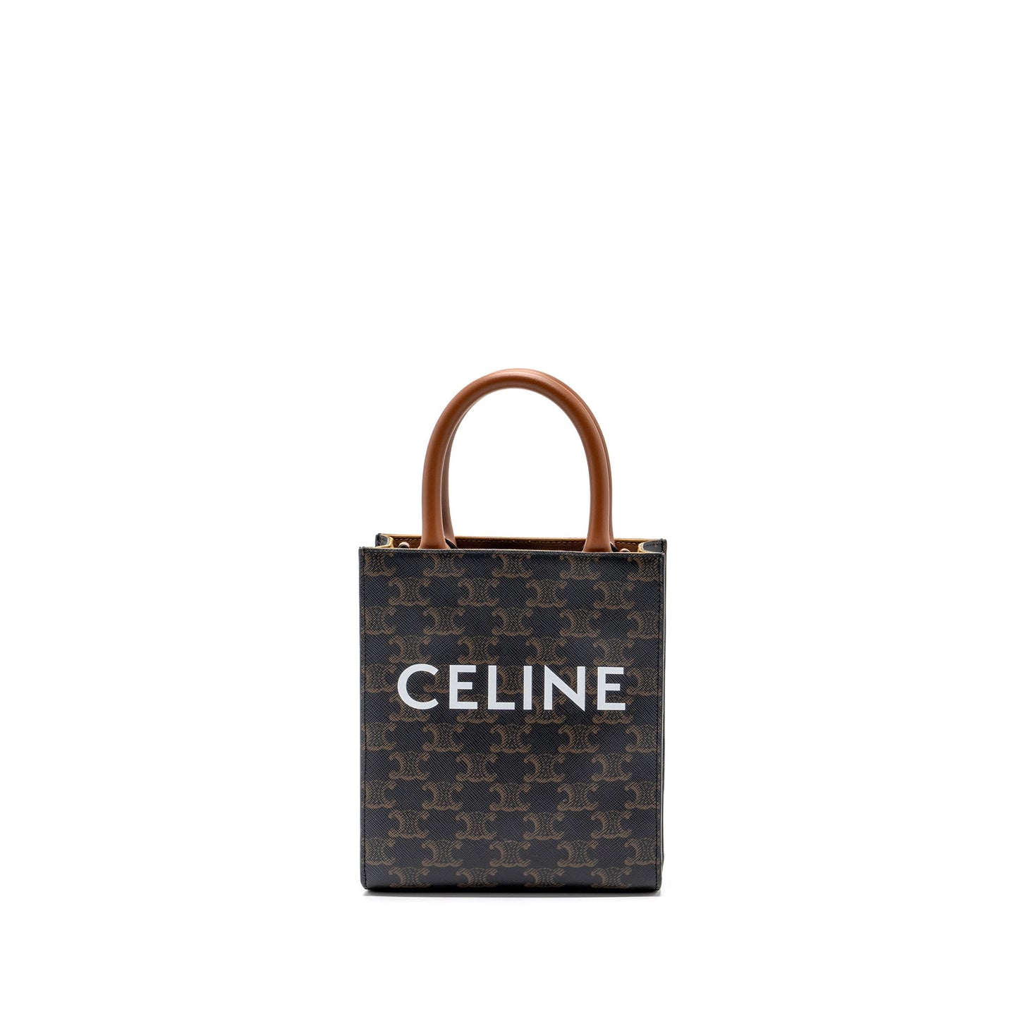 Celine Vertical Cabas Triomphe Handbag Canvas Brown Travel Bag