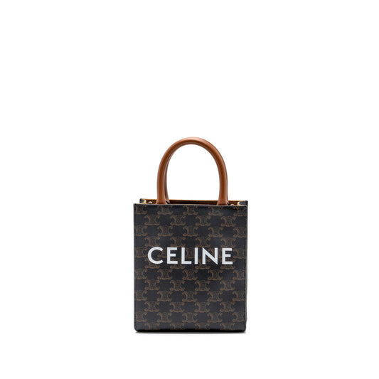 Celine Vertical Cabas Triomphe Handbag Canvas Brown Travel Bag