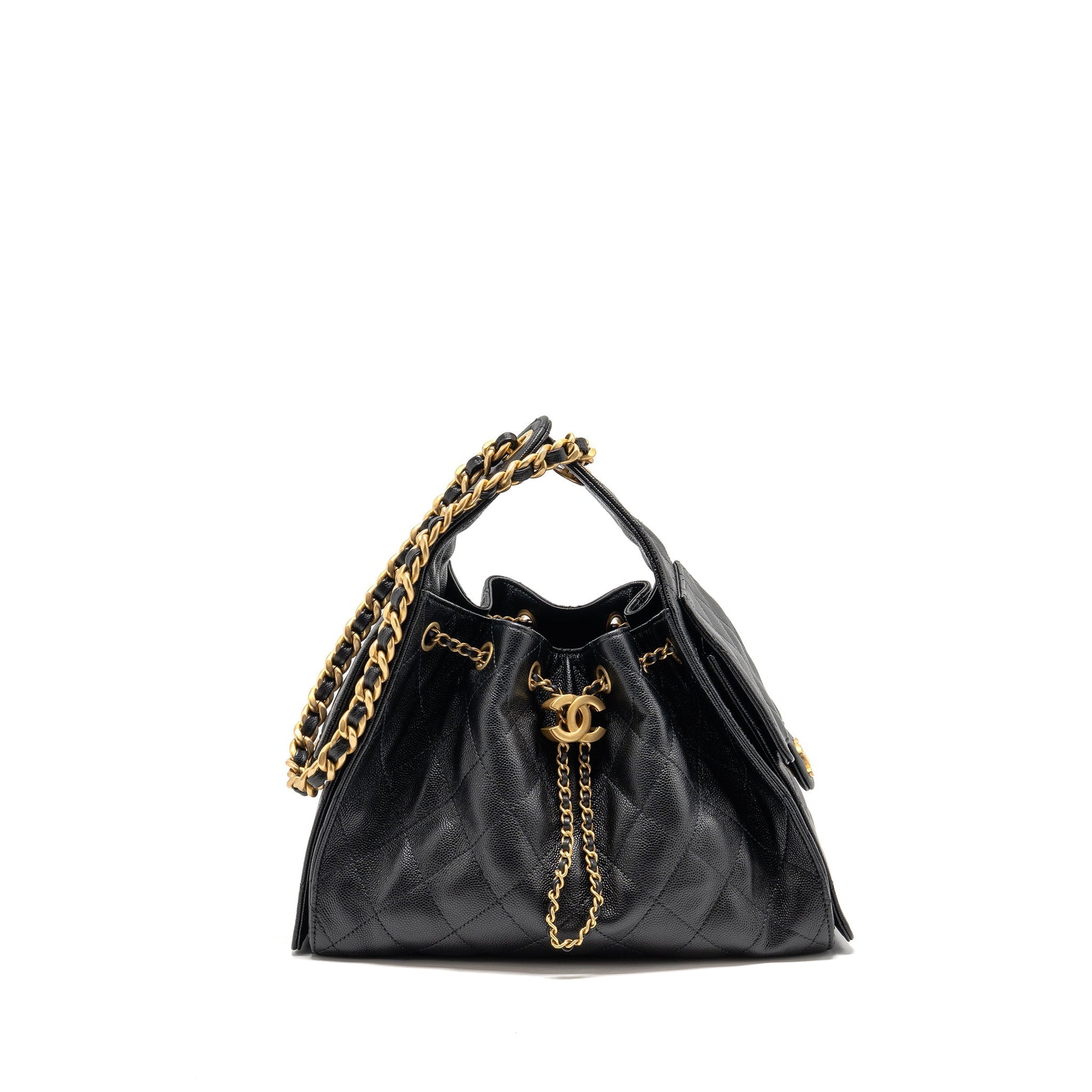 Chanel 25 Caviar GHW Microchip Black Small Handbag 25 Black