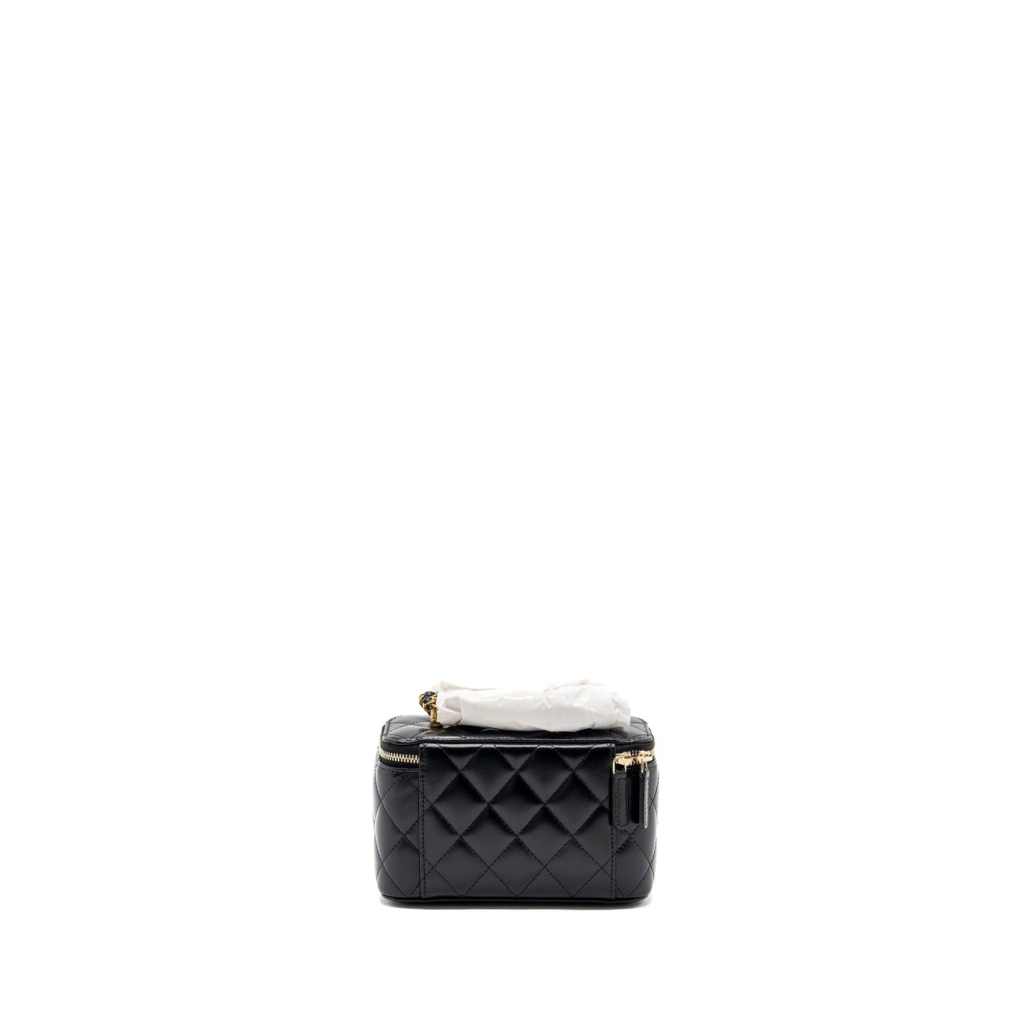 Chanel 24c Crush Long Vanity Shiny Calfskin Black Gold Handbag