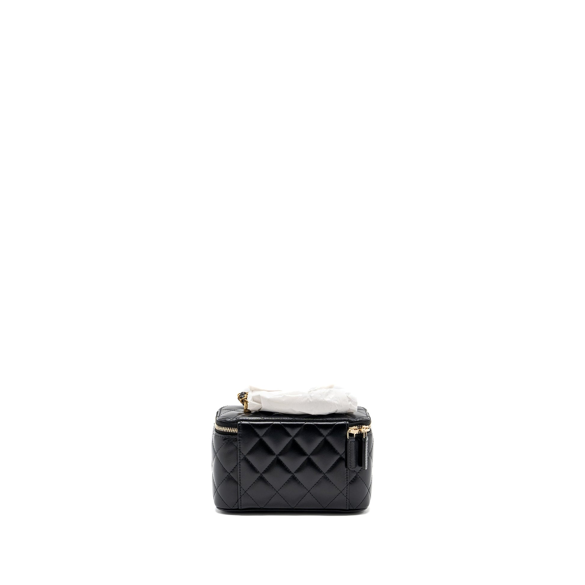 Chanel 24c Crush Long Vanity Shiny Calfskin Black Gold Handbag