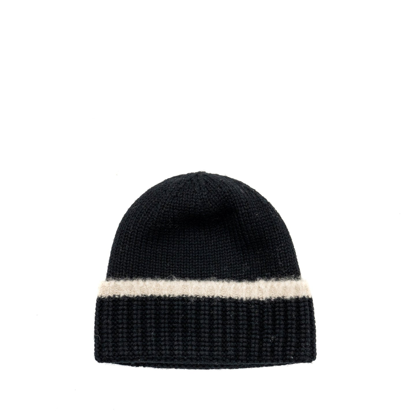 Chanel beanie hat wool cashmere Black White