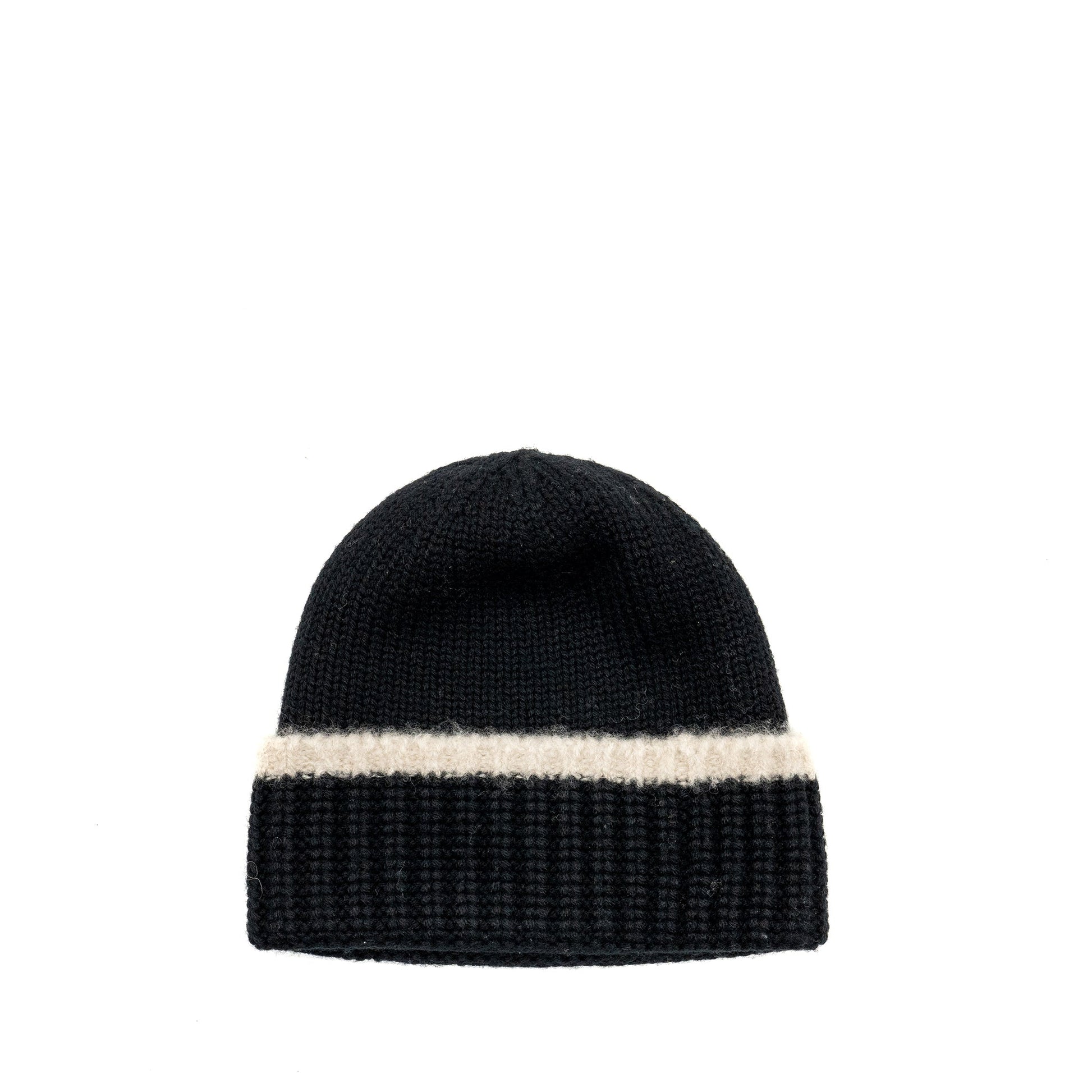 Chanel beanie hat wool cashmere Black White