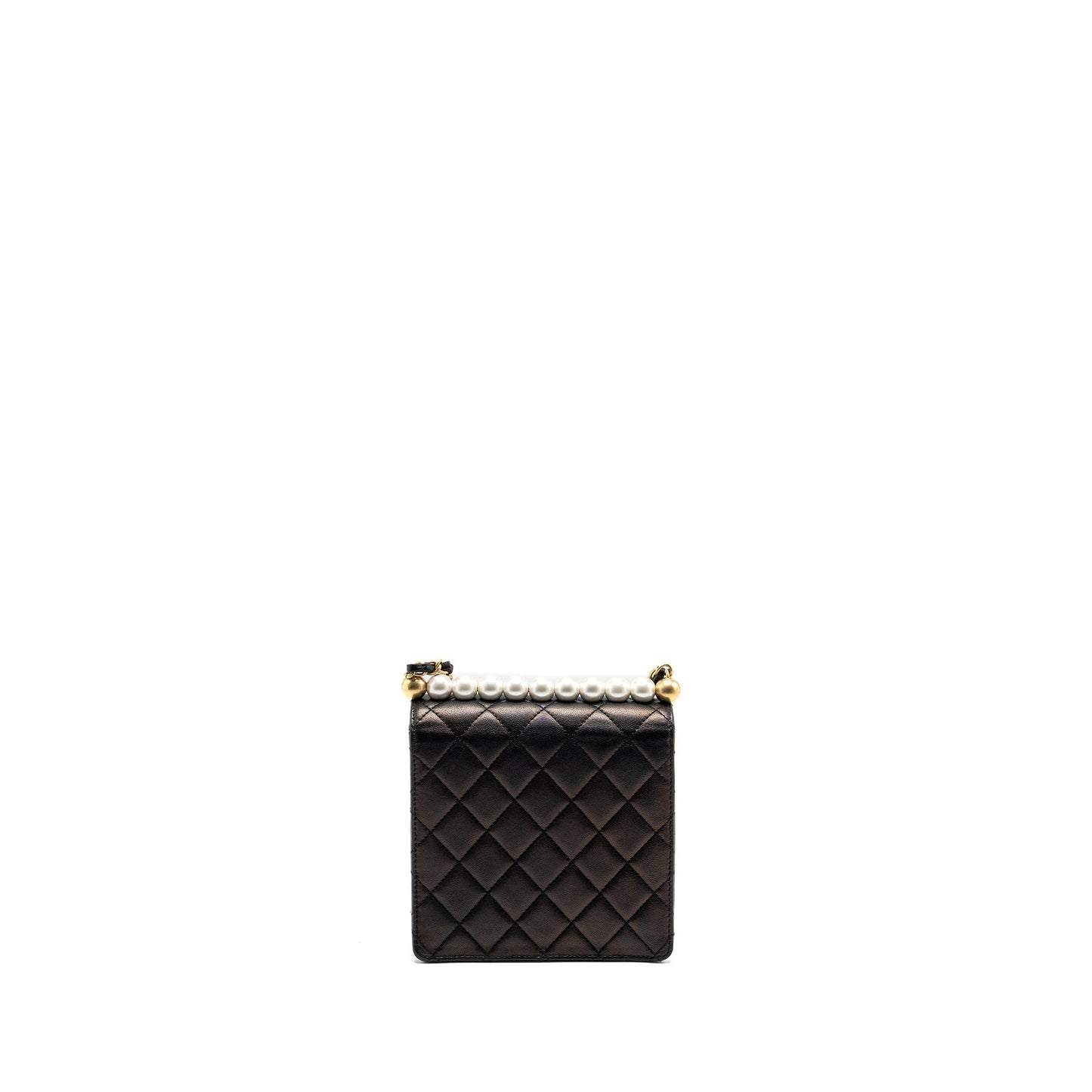 Chanel Vertical Pearl flap goatskin GHW Black Shoulder Bag Ghw 3