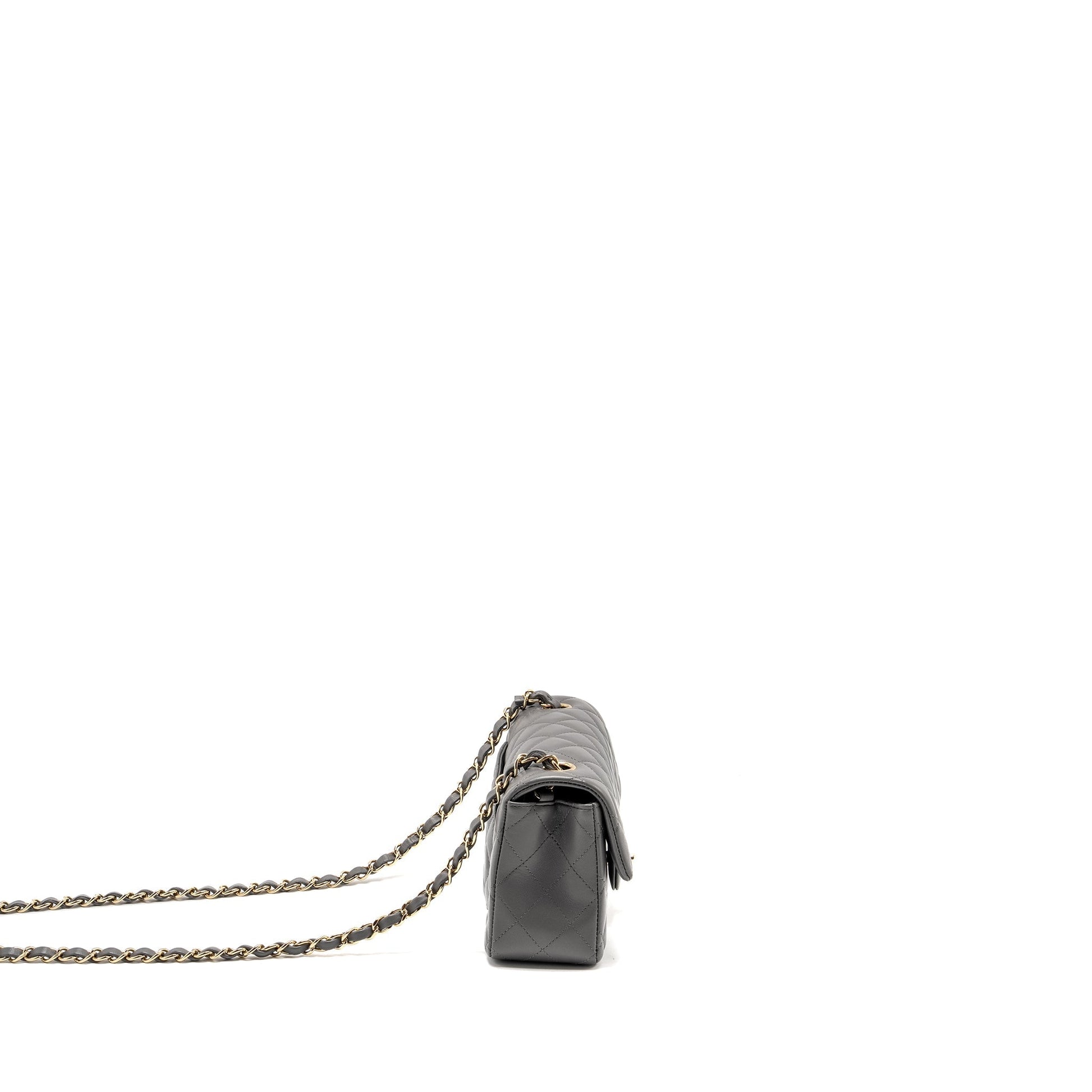 Chanel Rectangular Flap Lambskin LGHW microchip Grey Shoulder Bag