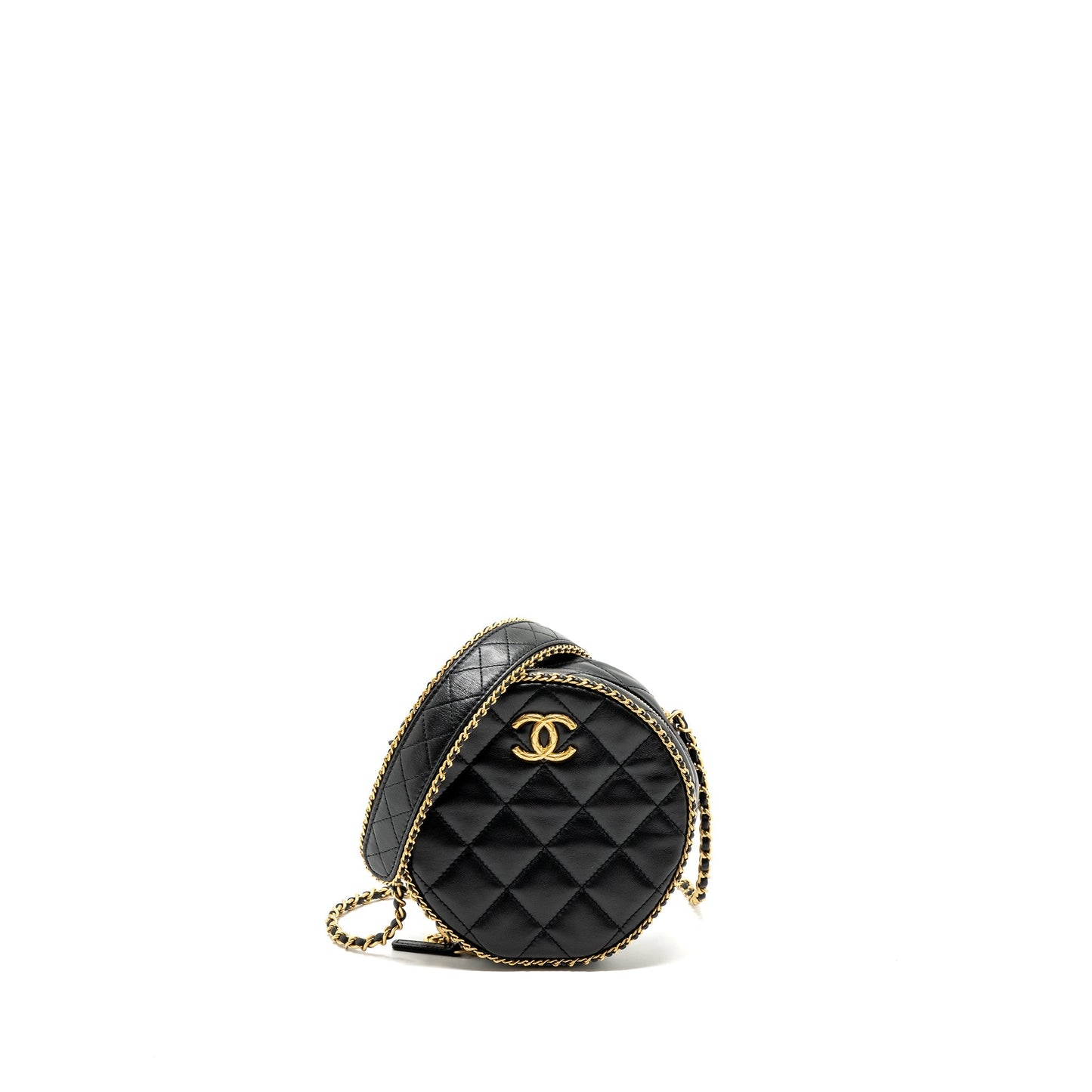 Chanel Round Vanity Lambskin GHW microchip no Black Handbag