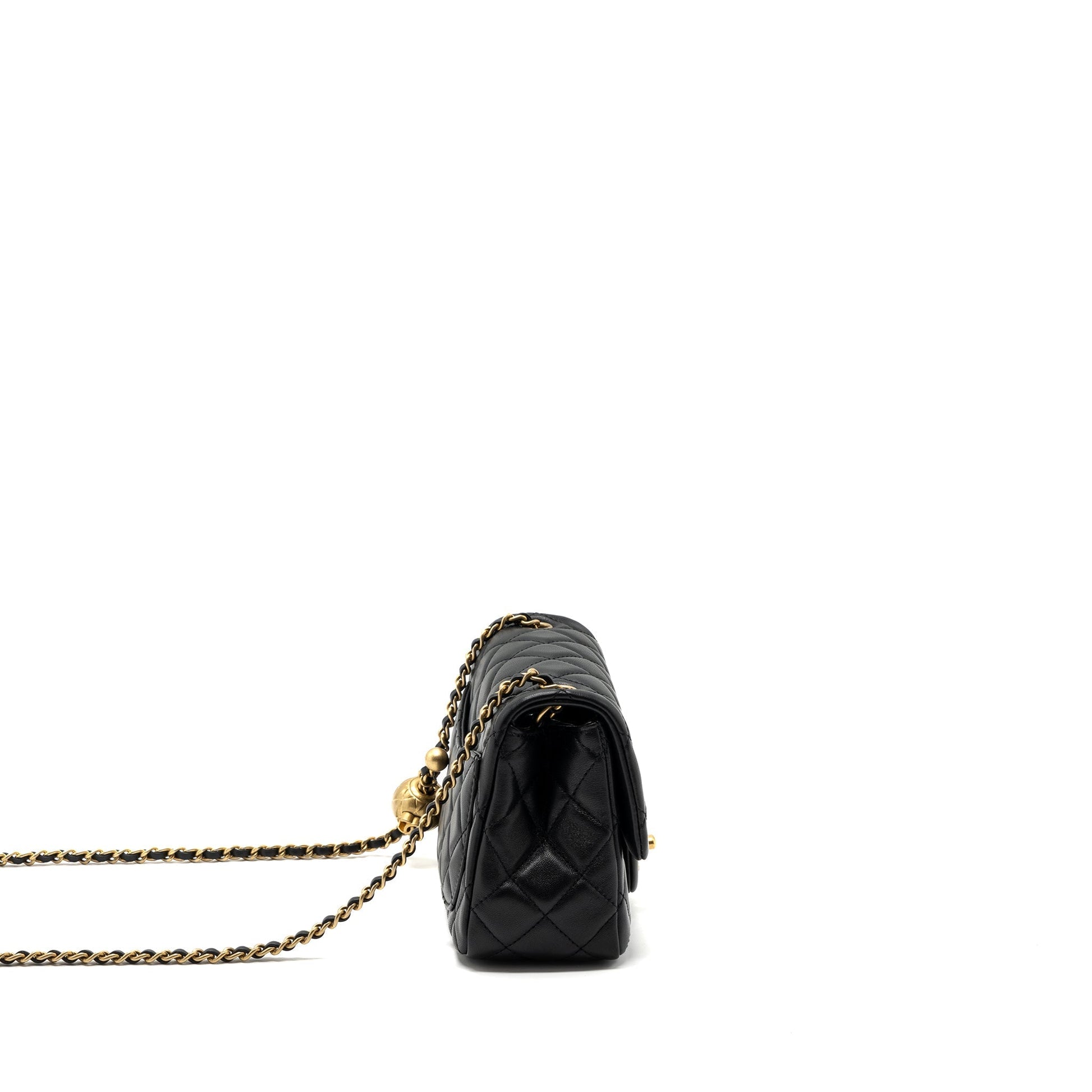 Chanel Pearl Crush Square Flap Lambskin GHW Black Shoulder Bag Microchip 4