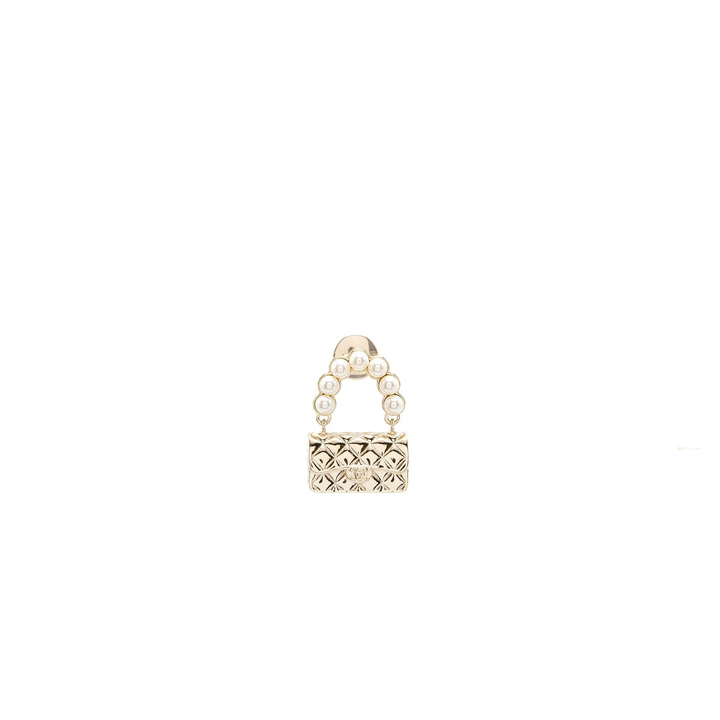 Chanel flap dropped brooch pearl Tone Gold Shoulder Bag