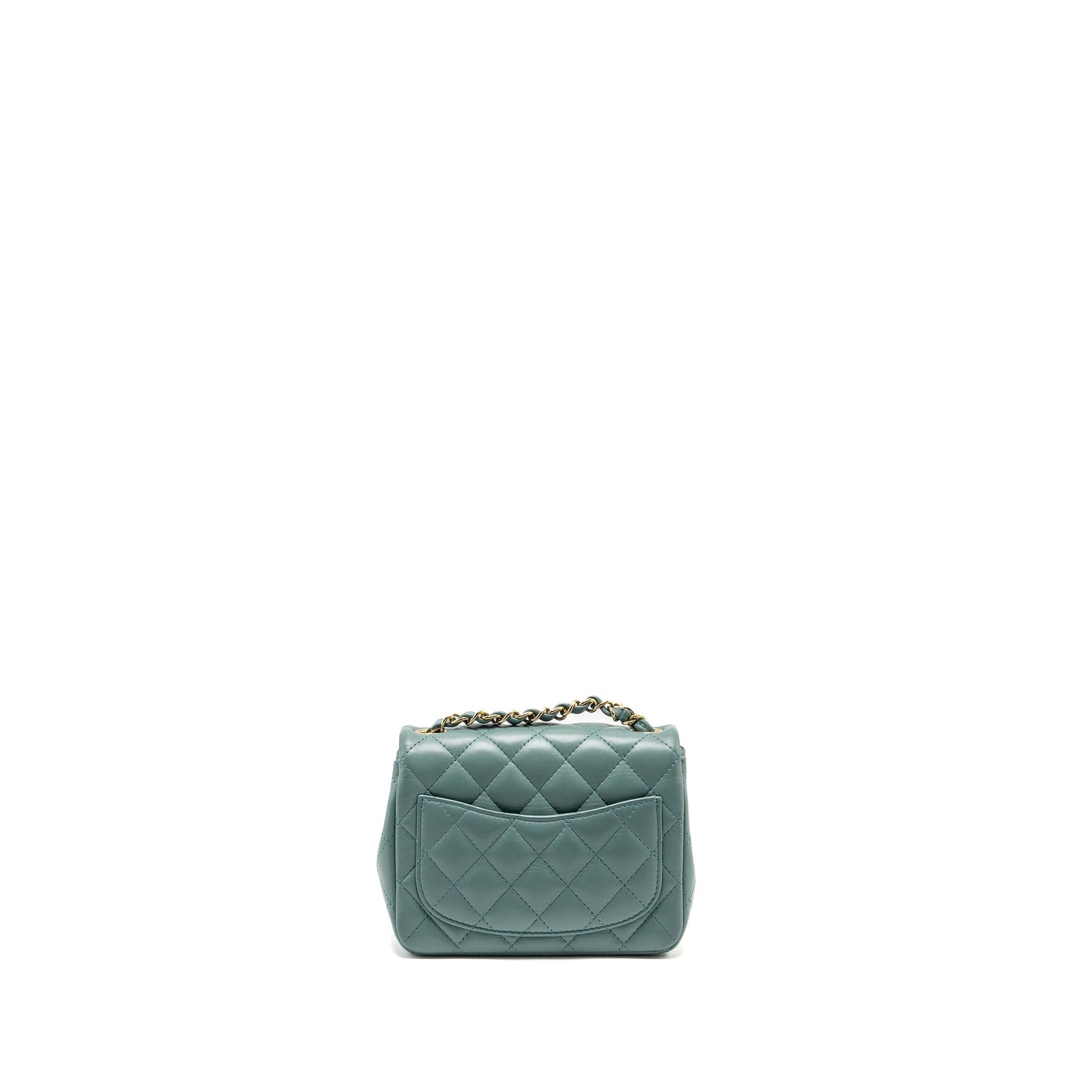 Chanel Square Flap Lambskin LGHW Microchip Green Shoulder Bag
