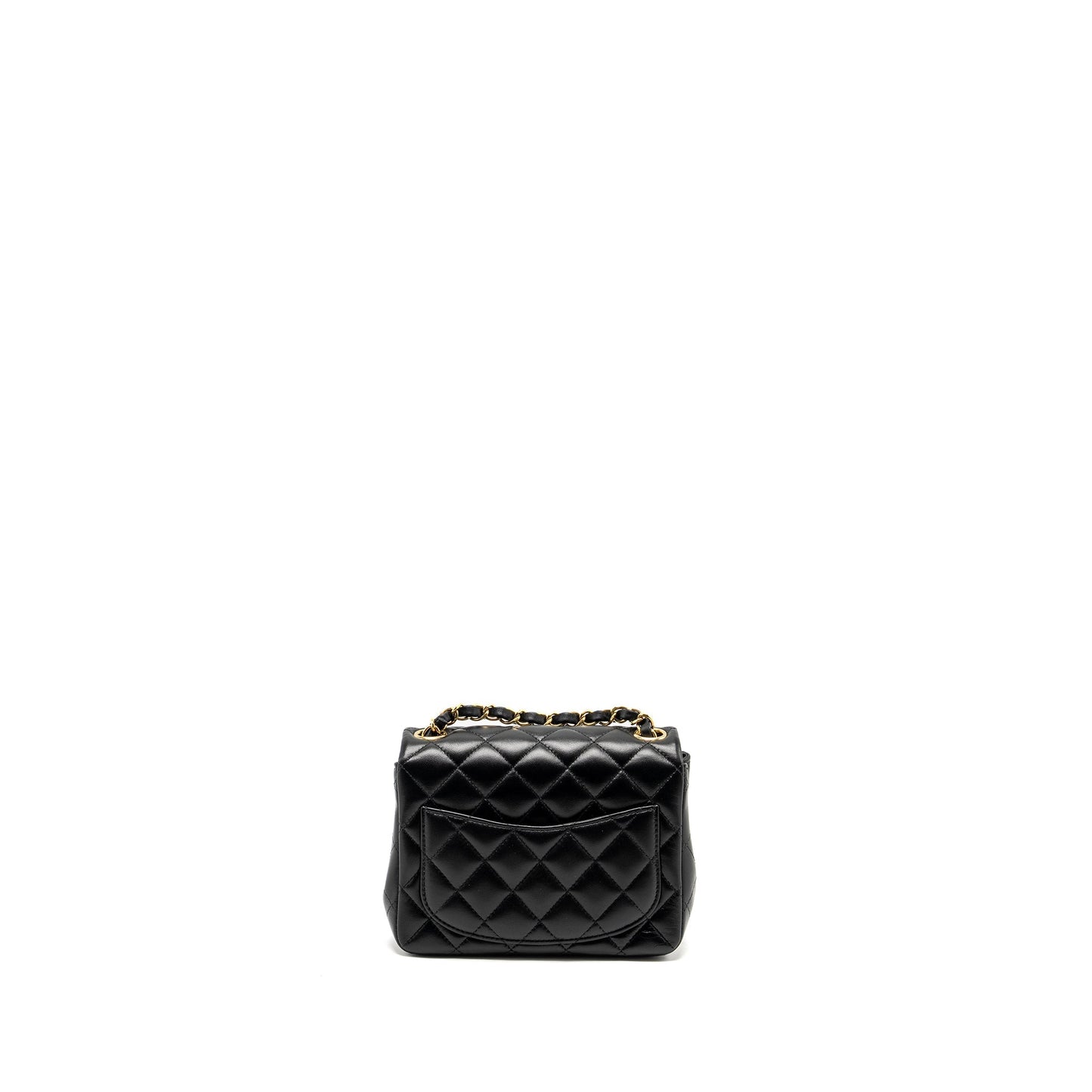 Chanel square flap lambskin LGHW Microchip Black Shoulder Bag Lghw Microchip