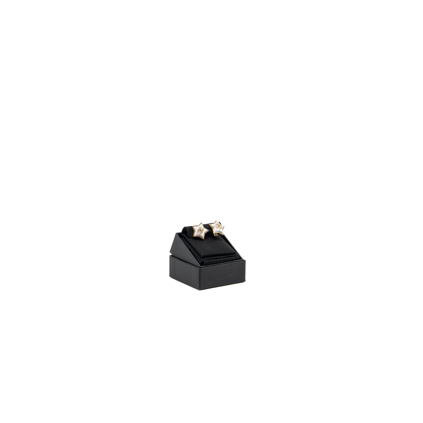 Chanel star cc logo ear clips tone Gold Ivory Handbag