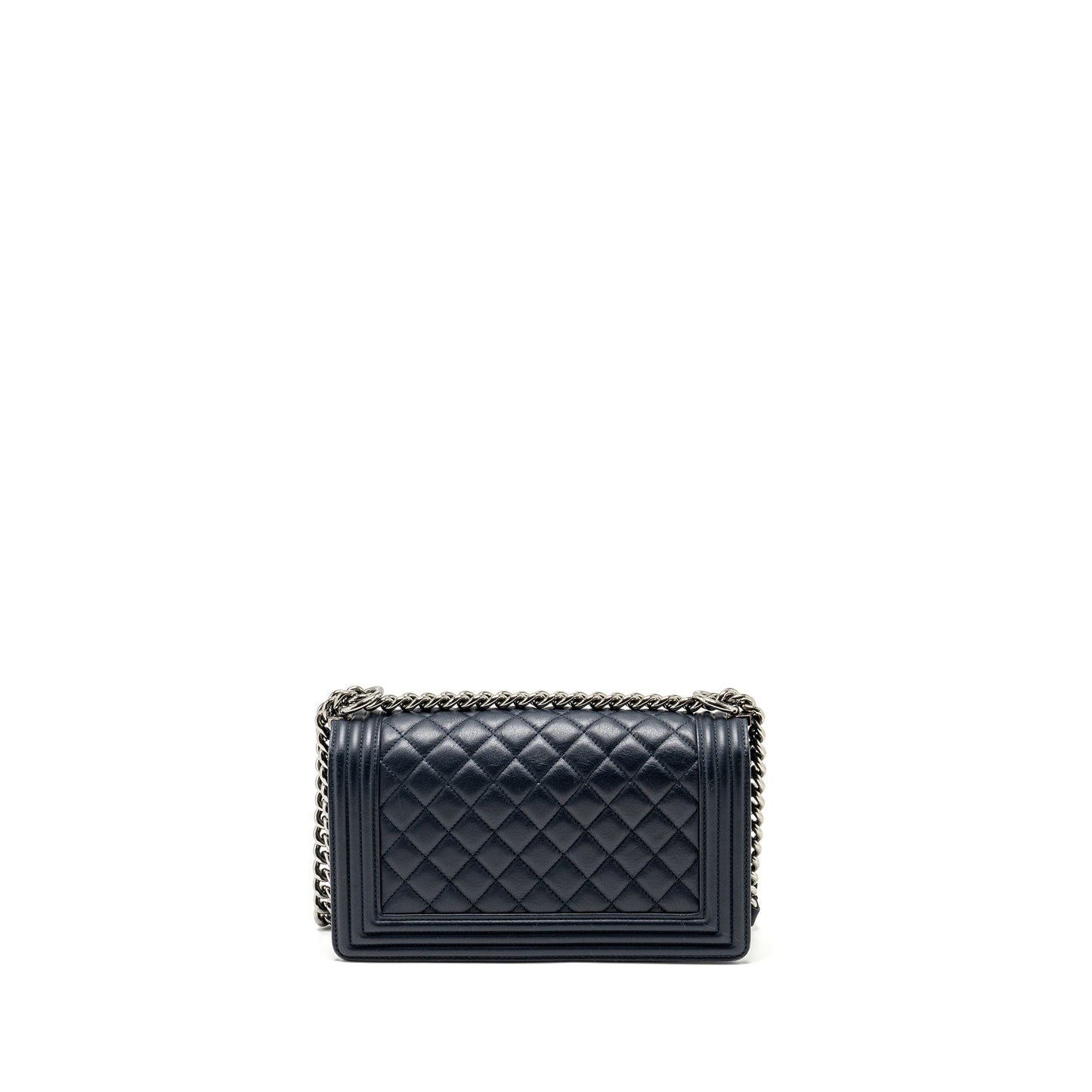 Chanel Boy Calfskin Navy SHW Handbag