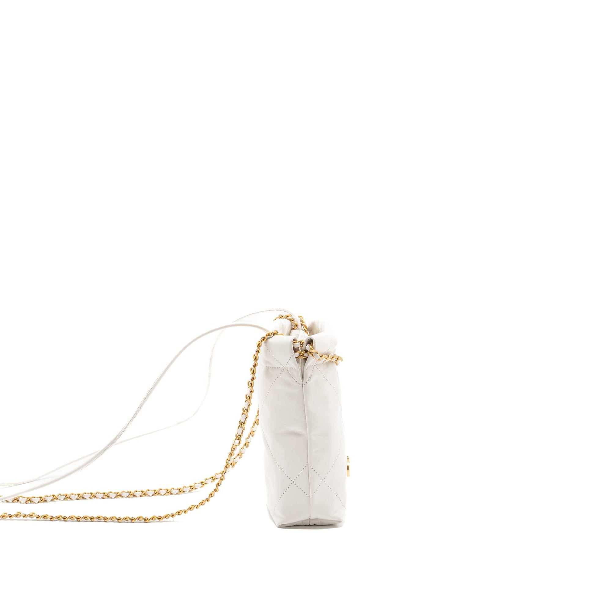 Chanel 22 shiny calfskin GHW microchip White Mini Bag