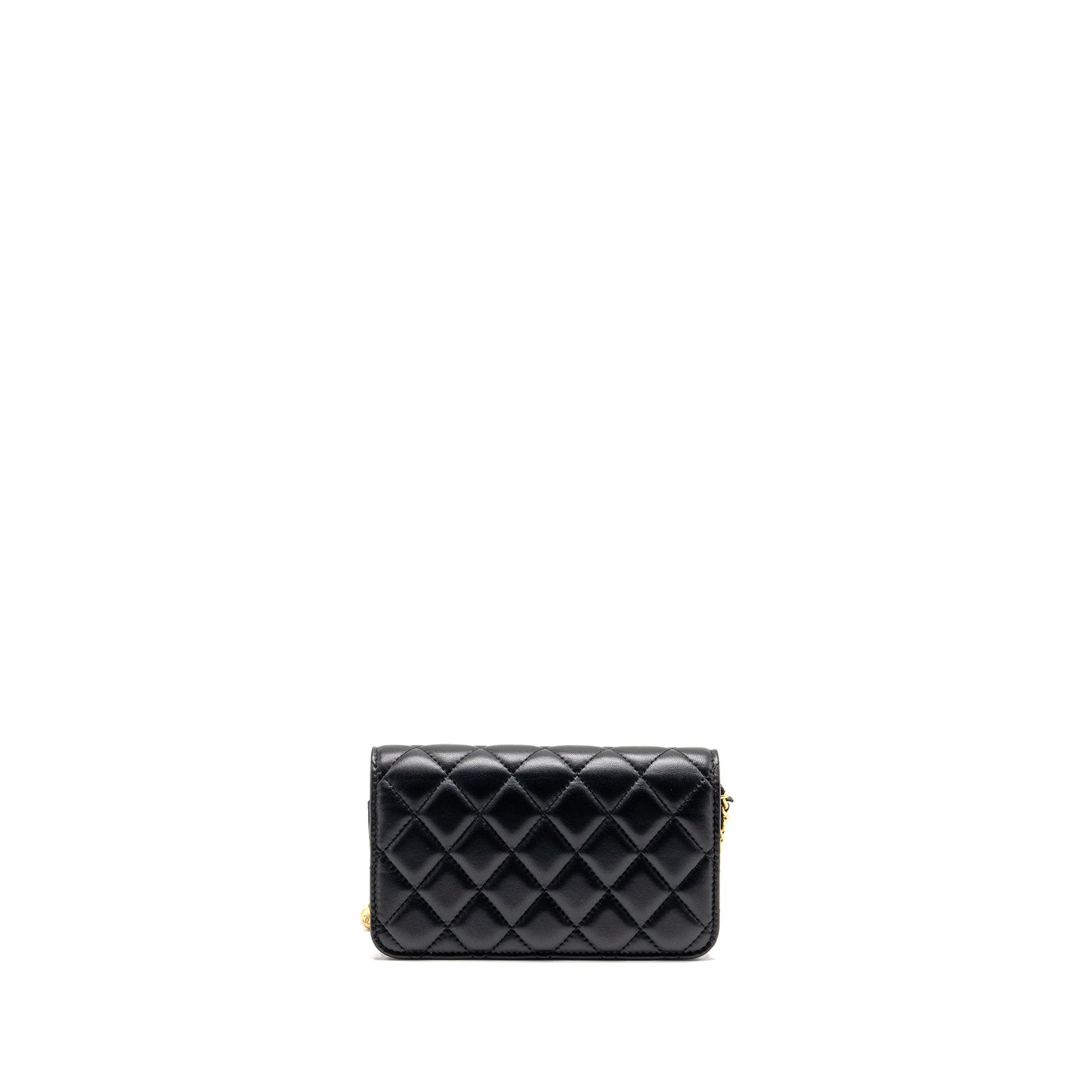 Chanel Pearl Crush Flap on Lambskin GHW Black Wallet Case