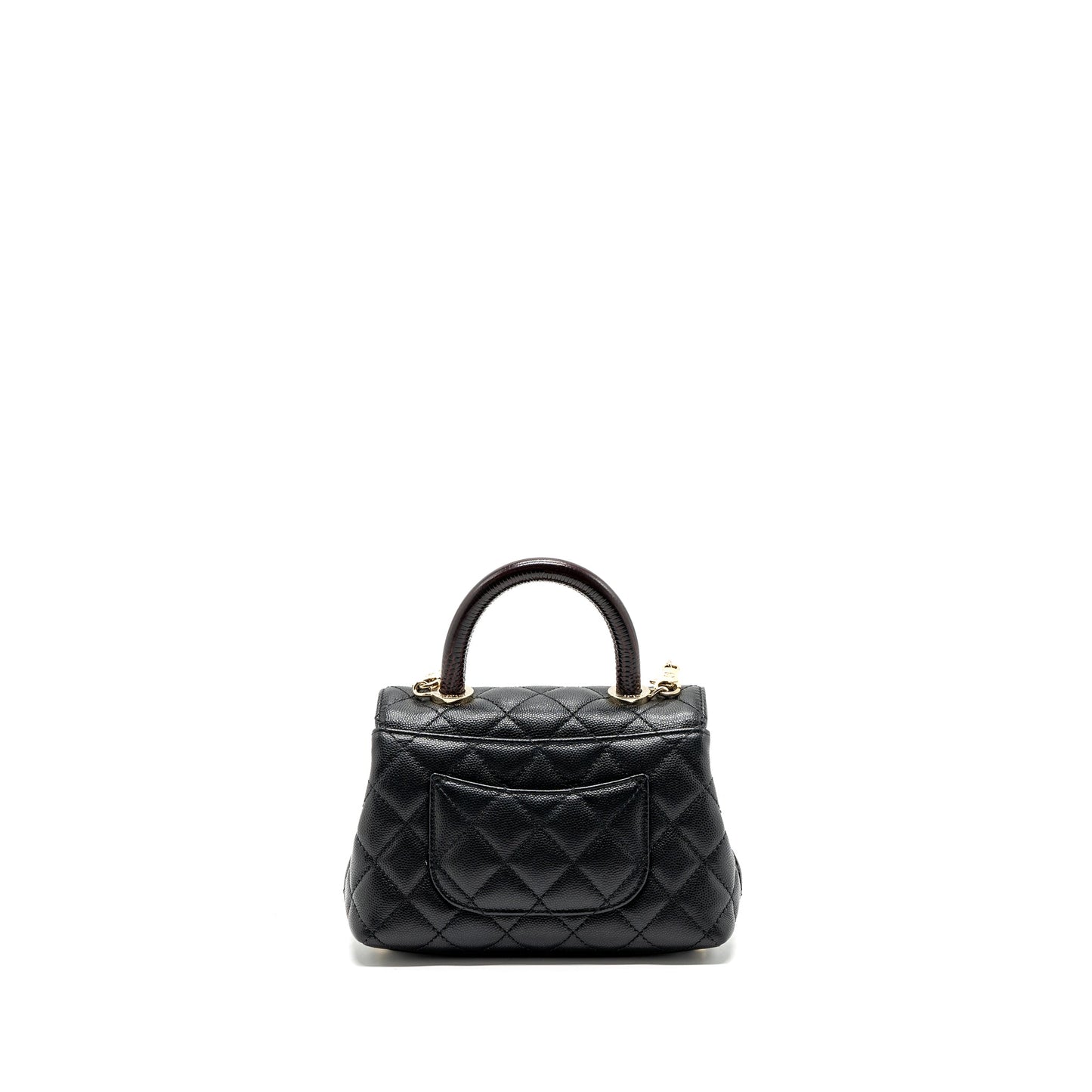 Chanel Coco Handle Extra Lizard Embossed Handle Black Mini Bag