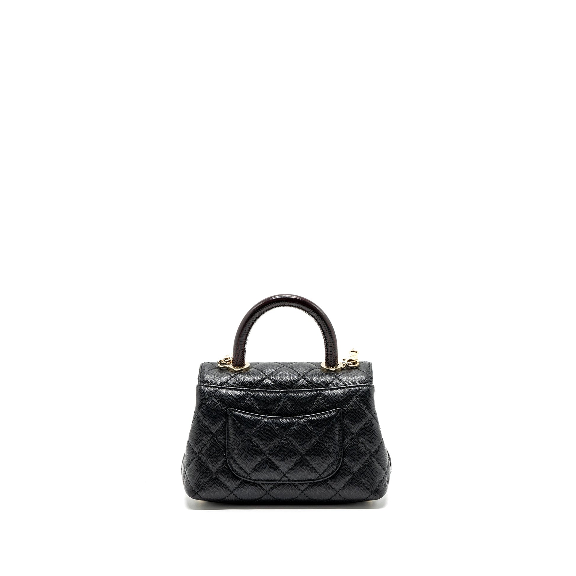 Chanel Coco Handle Extra Lizard Embossed Handle Black Mini Bag