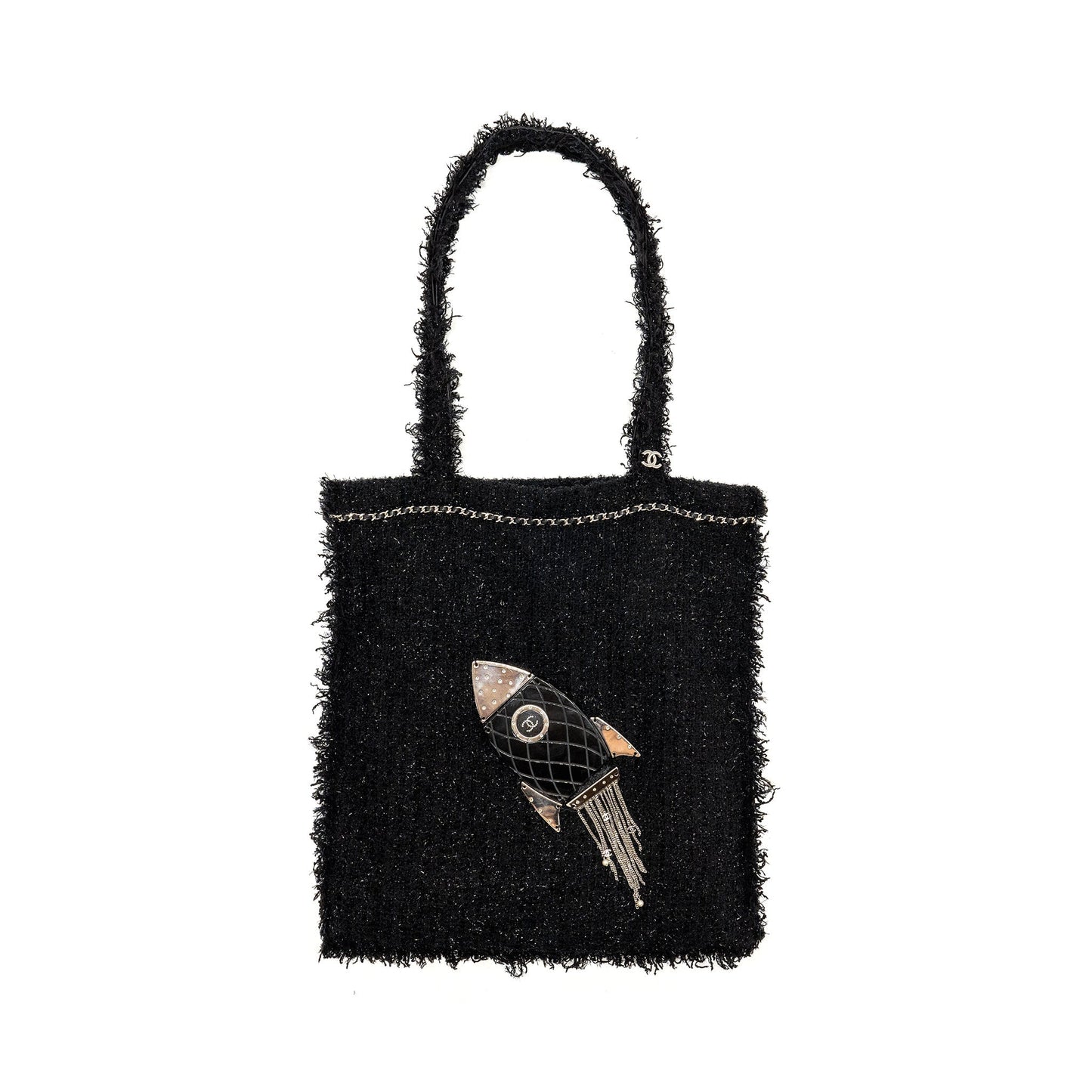 Chanel rocket tweed SHW Black Tote Bag